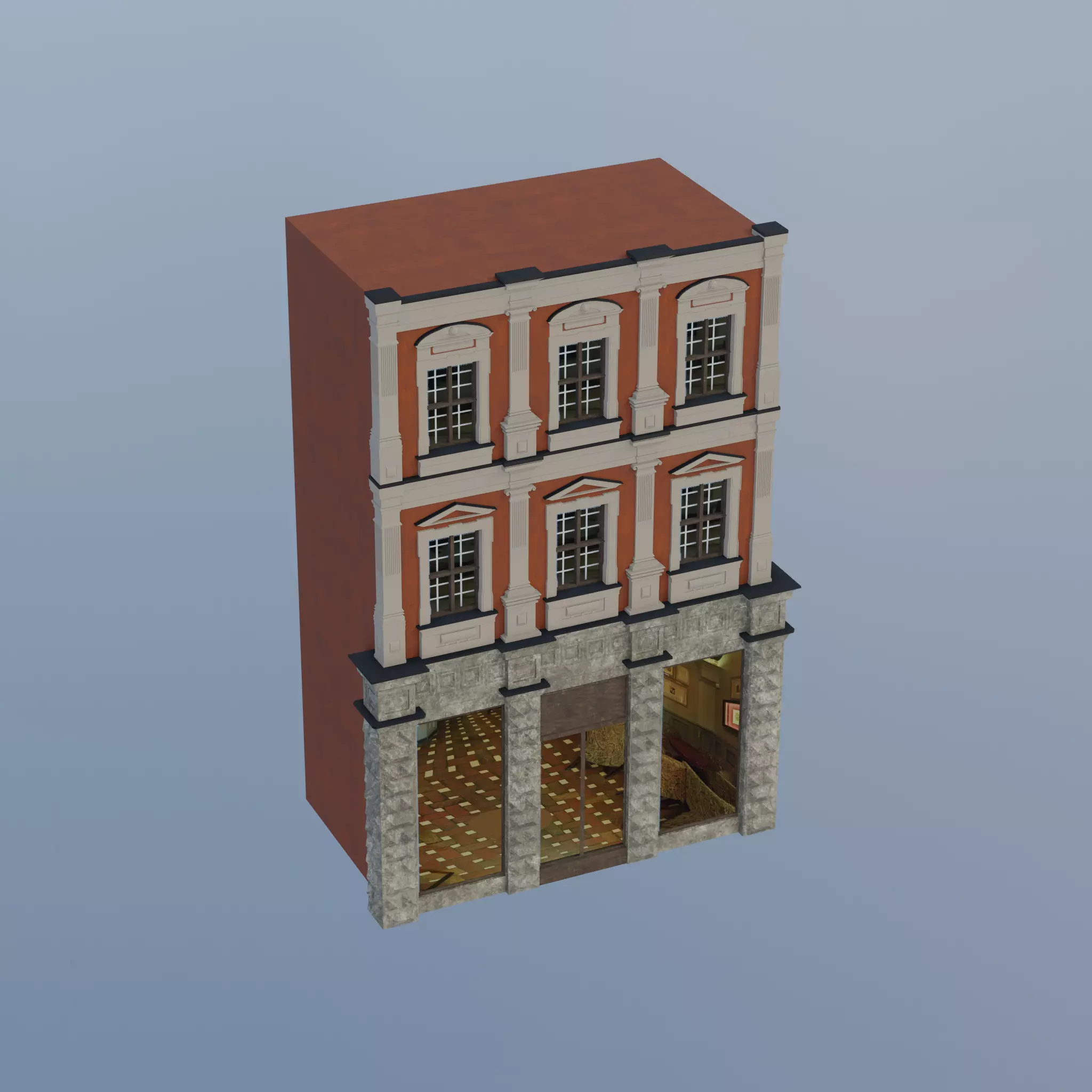 Building modular european old id 0 Low-poly 3D model_0