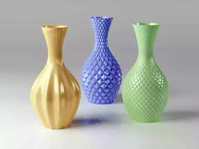 Set of 3 vases 3Dprint STL file 3D print model