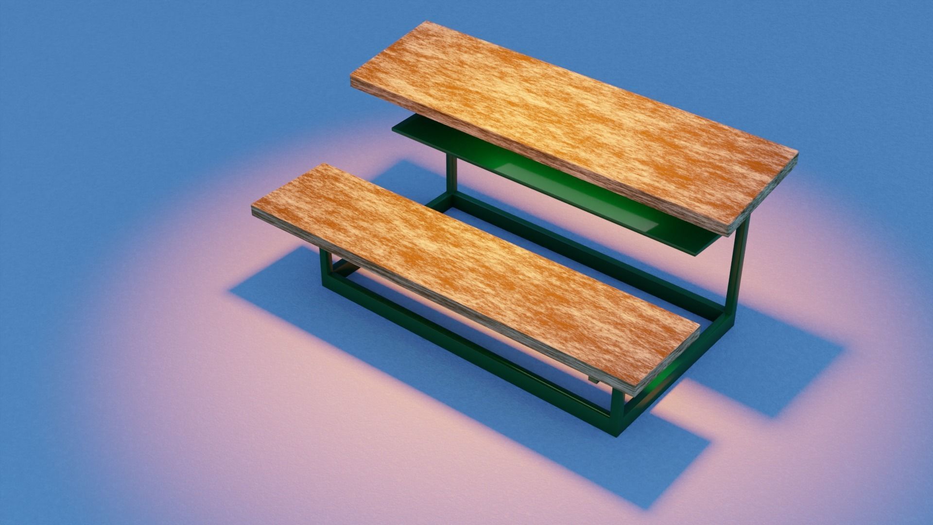 OLD SCHOOL BENCH Free low-poly 3D model_3