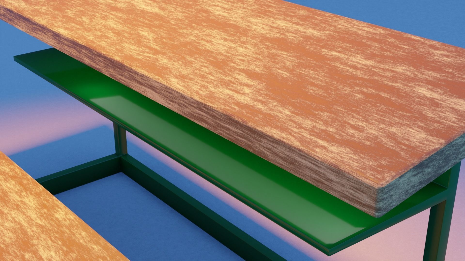 OLD SCHOOL BENCH Free low-poly 3D model_2