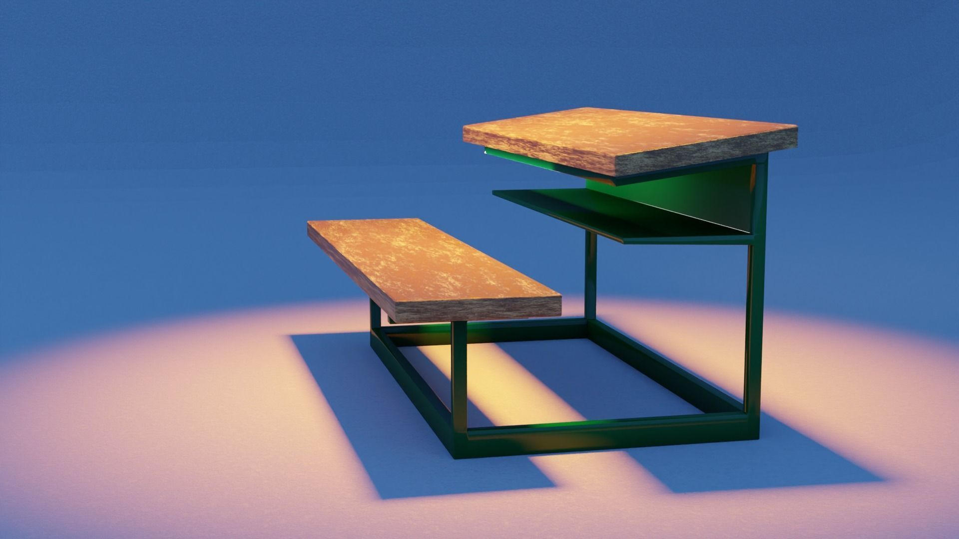 OLD SCHOOL BENCH Free low-poly 3D model_1