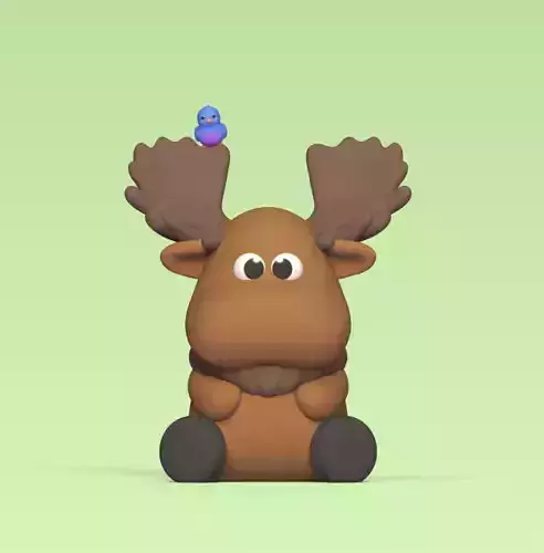 Moose With Bird