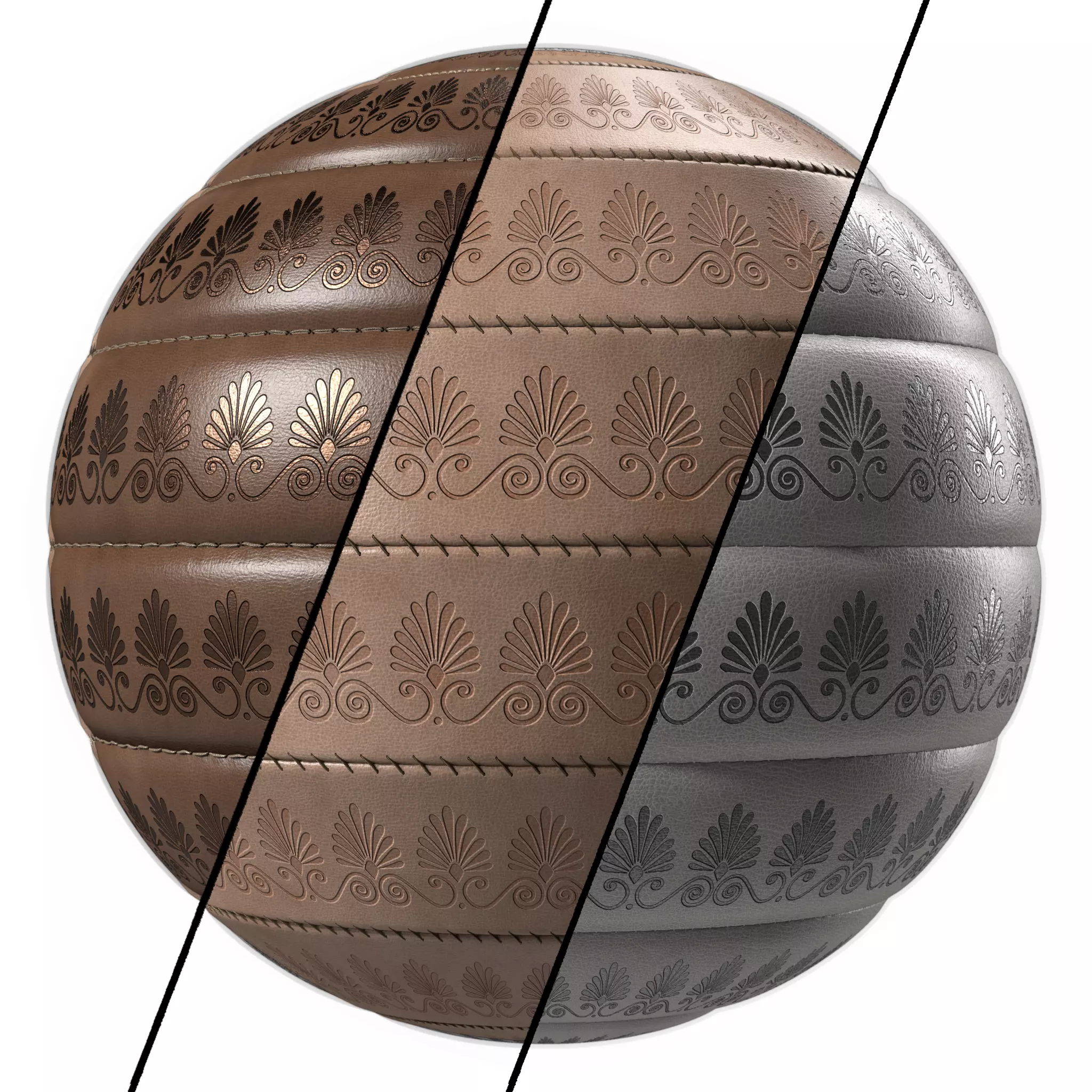 Leather Materials 19- Stitched leather Panel Pbr 4k Seamless Low-poly 3D model