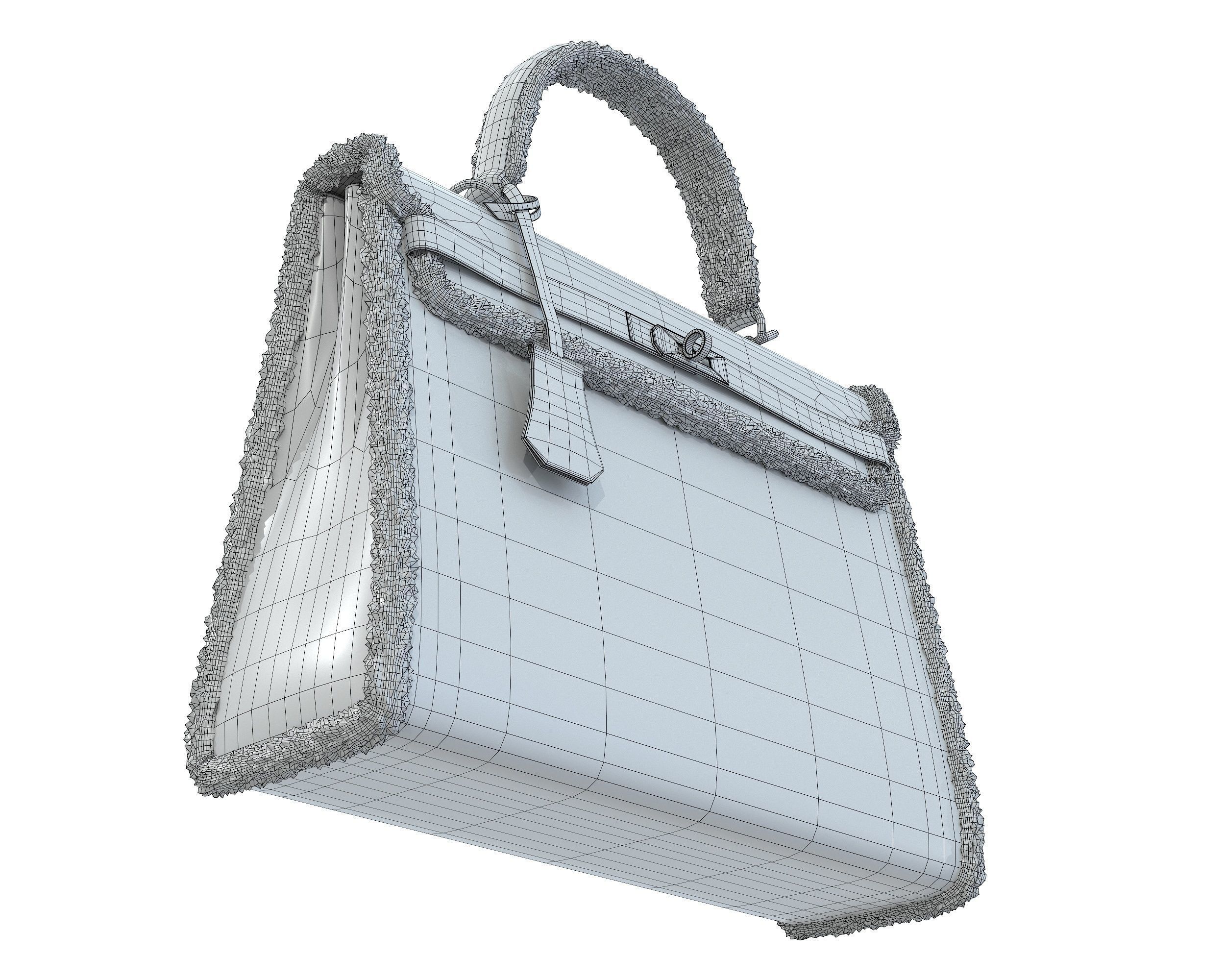 Hermes Kelly Fur Low-poly 3D model_9