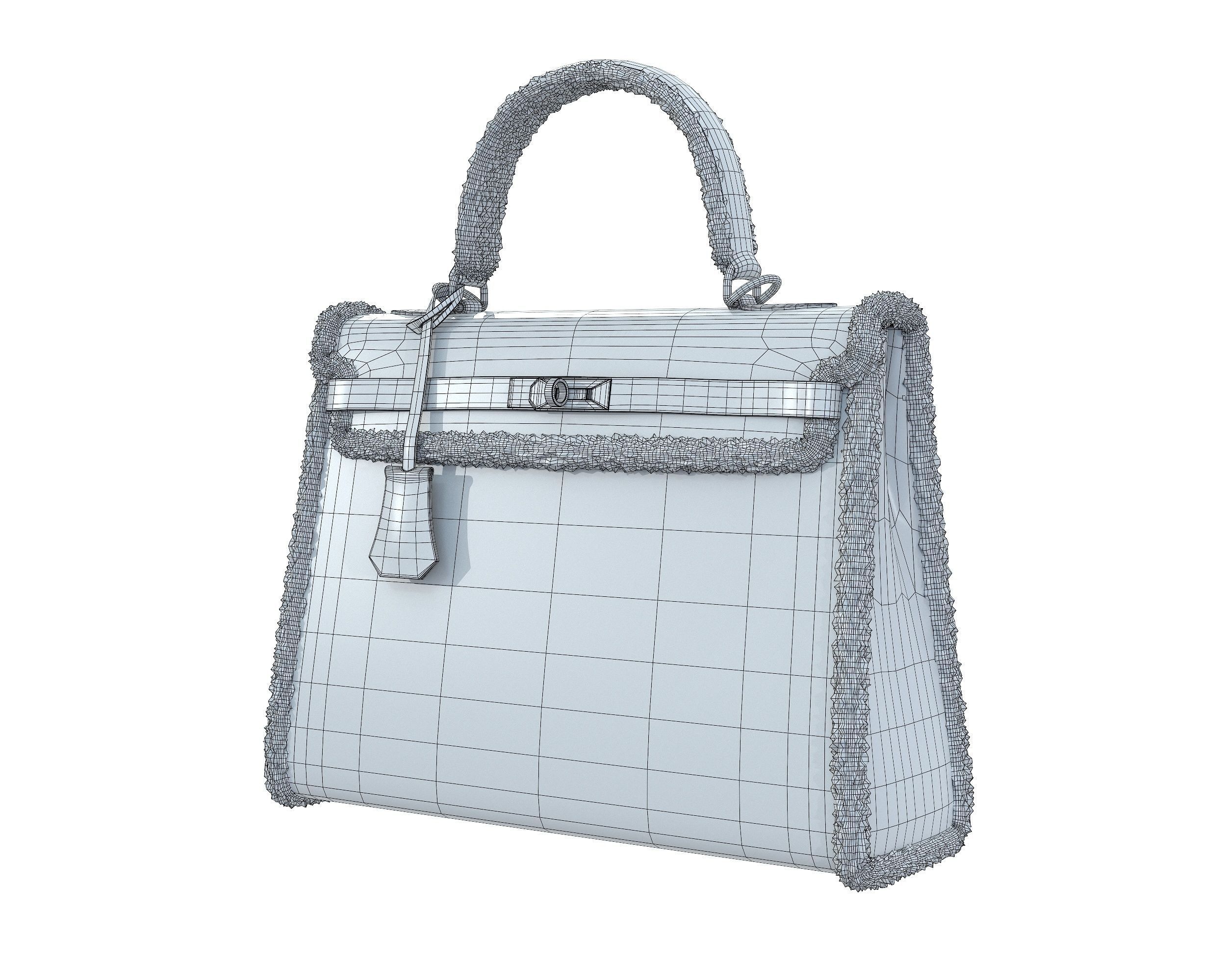 Hermes Kelly Fur Low-poly 3D model_7