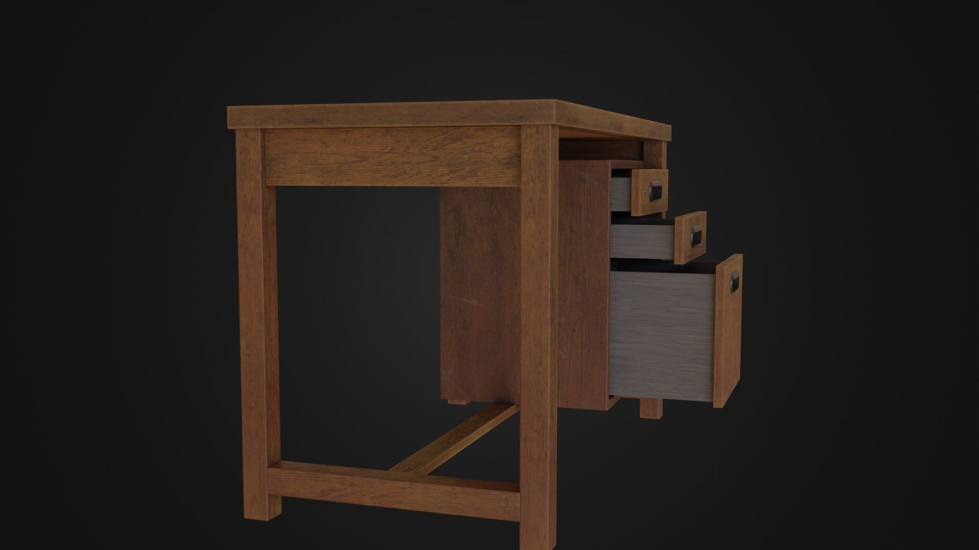 Moderately dirty worn Desk 05 Low-poly 3D model_12