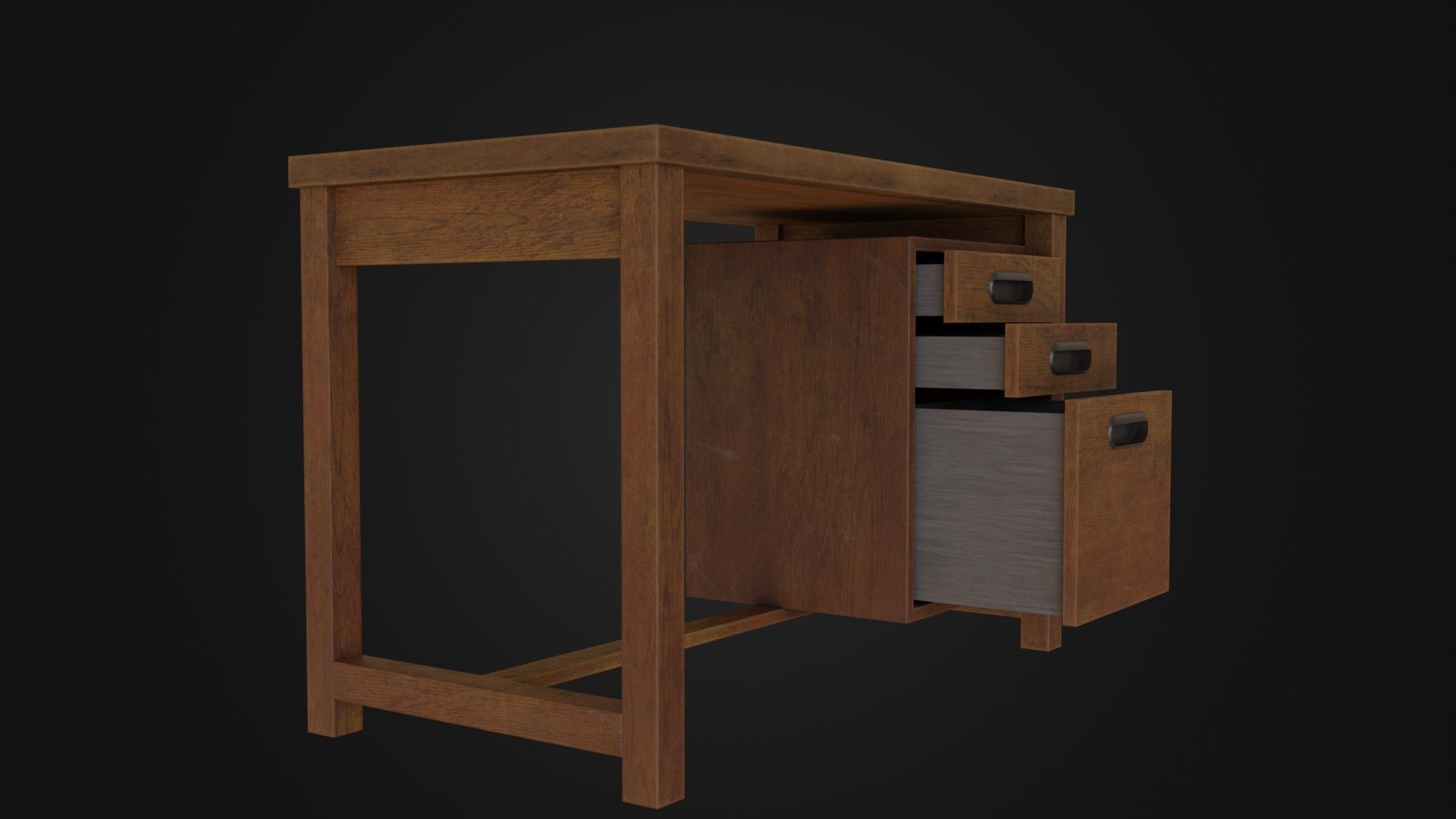 Moderately dirty worn Desk 05 Low-poly 3D model_10