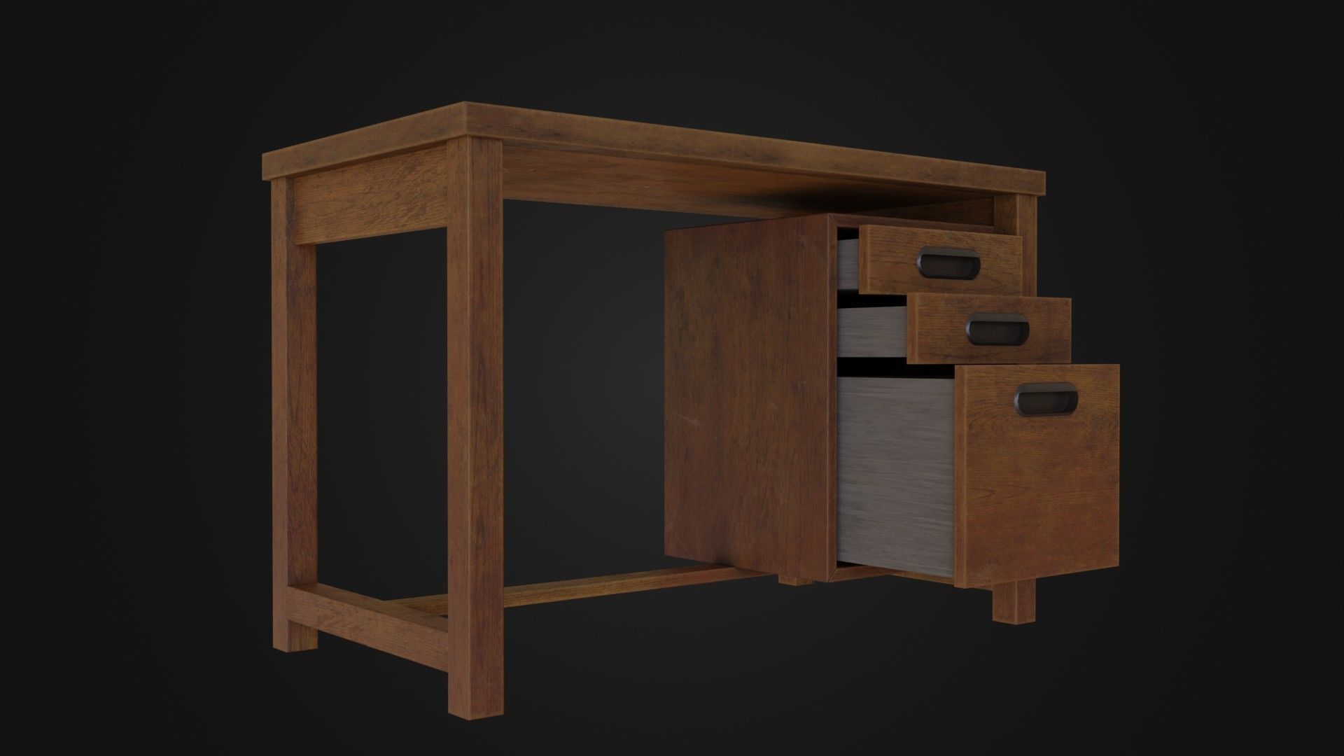 Moderately dirty worn Desk 05 Low-poly 3D model_1