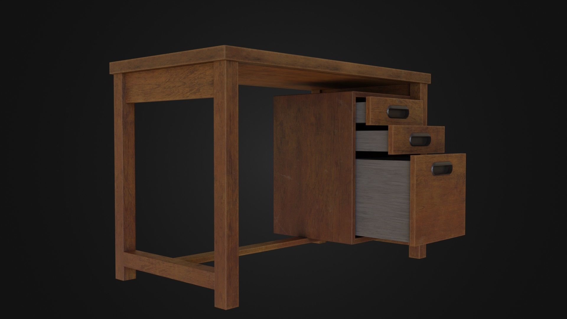 Moderately dirty worn Desk 05 Low-poly 3D model_9