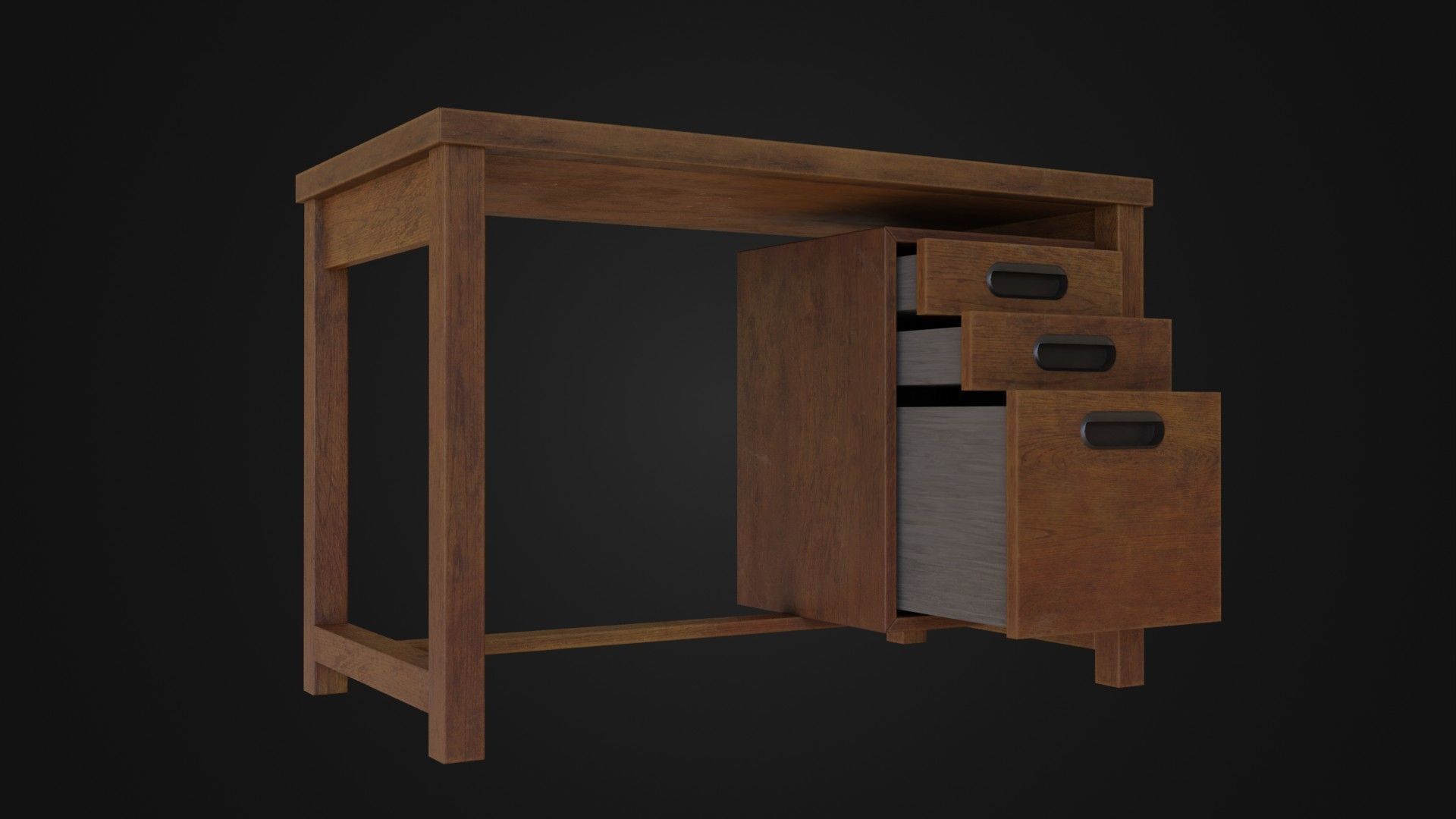 Moderately dirty worn Desk 05 Low-poly 3D model_8