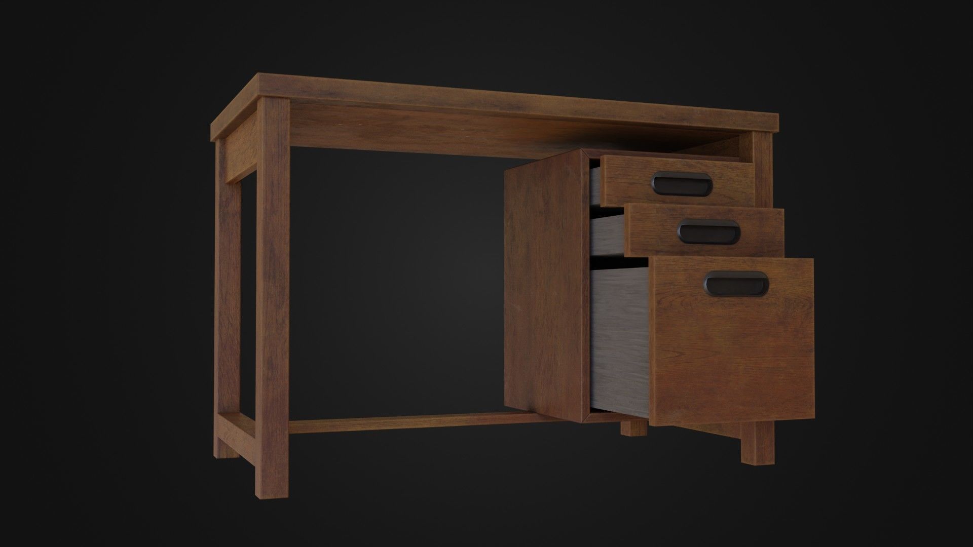 Moderately dirty worn Desk 05 Low-poly 3D model_7