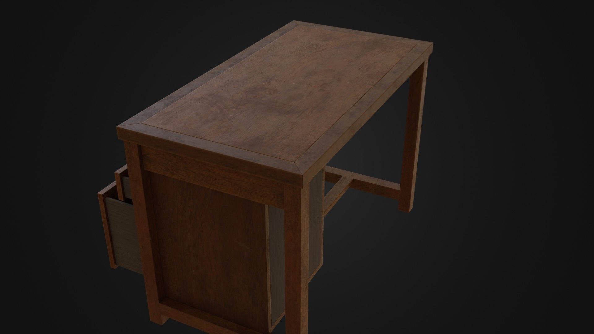 Moderately dirty worn Desk 05 Low-poly 3D model_33