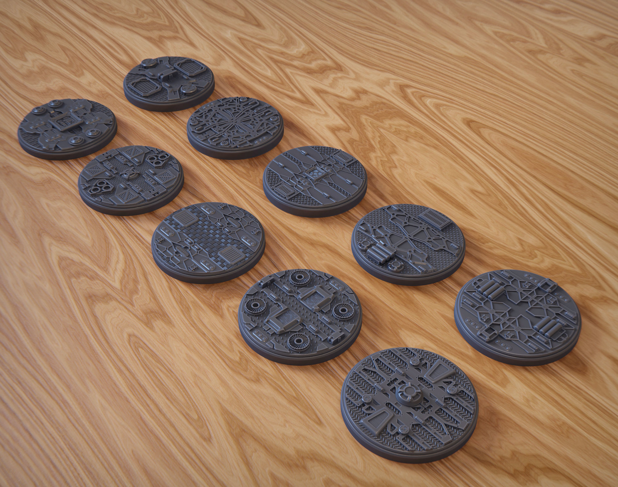 PACK 1 - 10 SCIFI MINIATURE BASES 50mm 3D Print Ready  3D print model_2