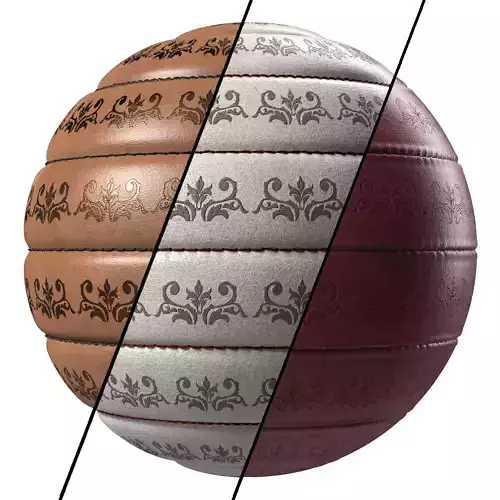 Leather Materials 18- Stitched leather panel Pbr 4k Seamless Low-poly 3D model