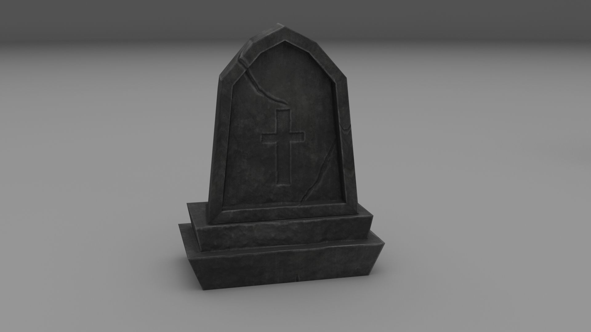 PBR TombStone gravestone with cross Low-poly 3D model_4