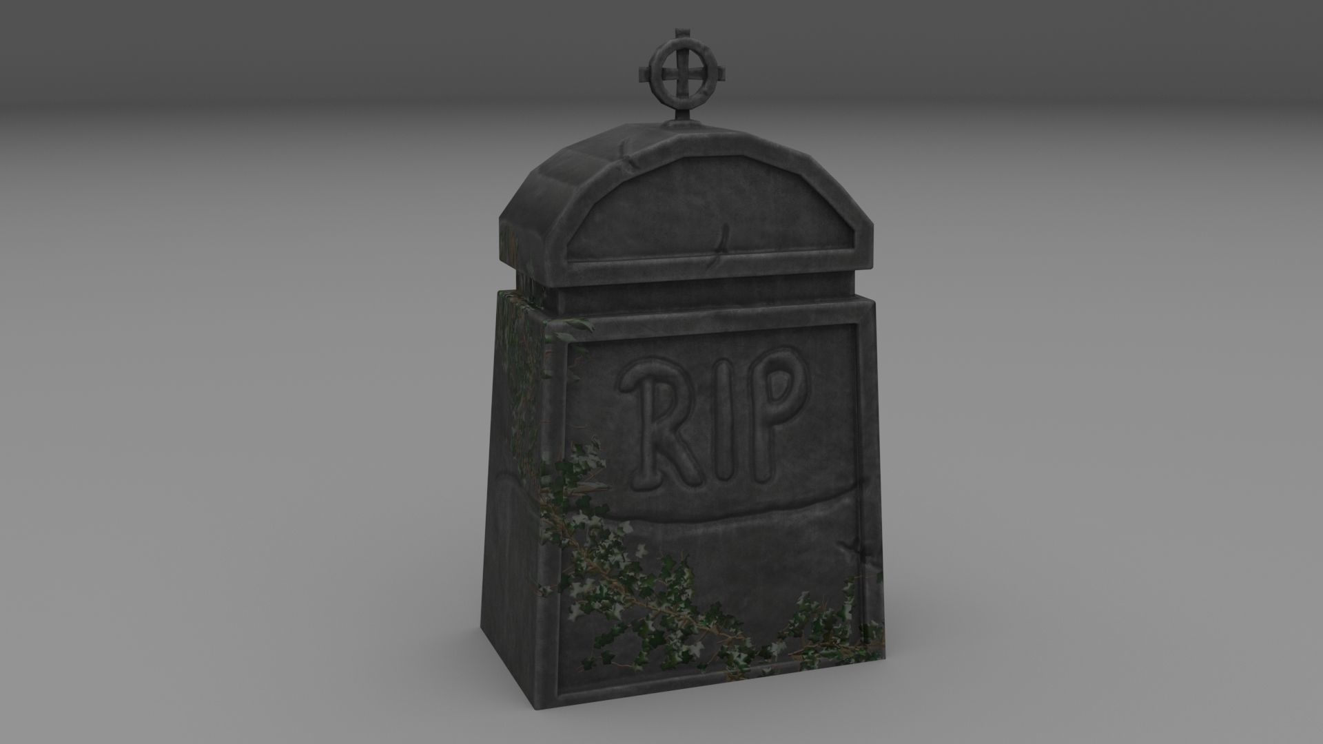 PBR TombStone gravestone with cross Low-poly 3D model_8