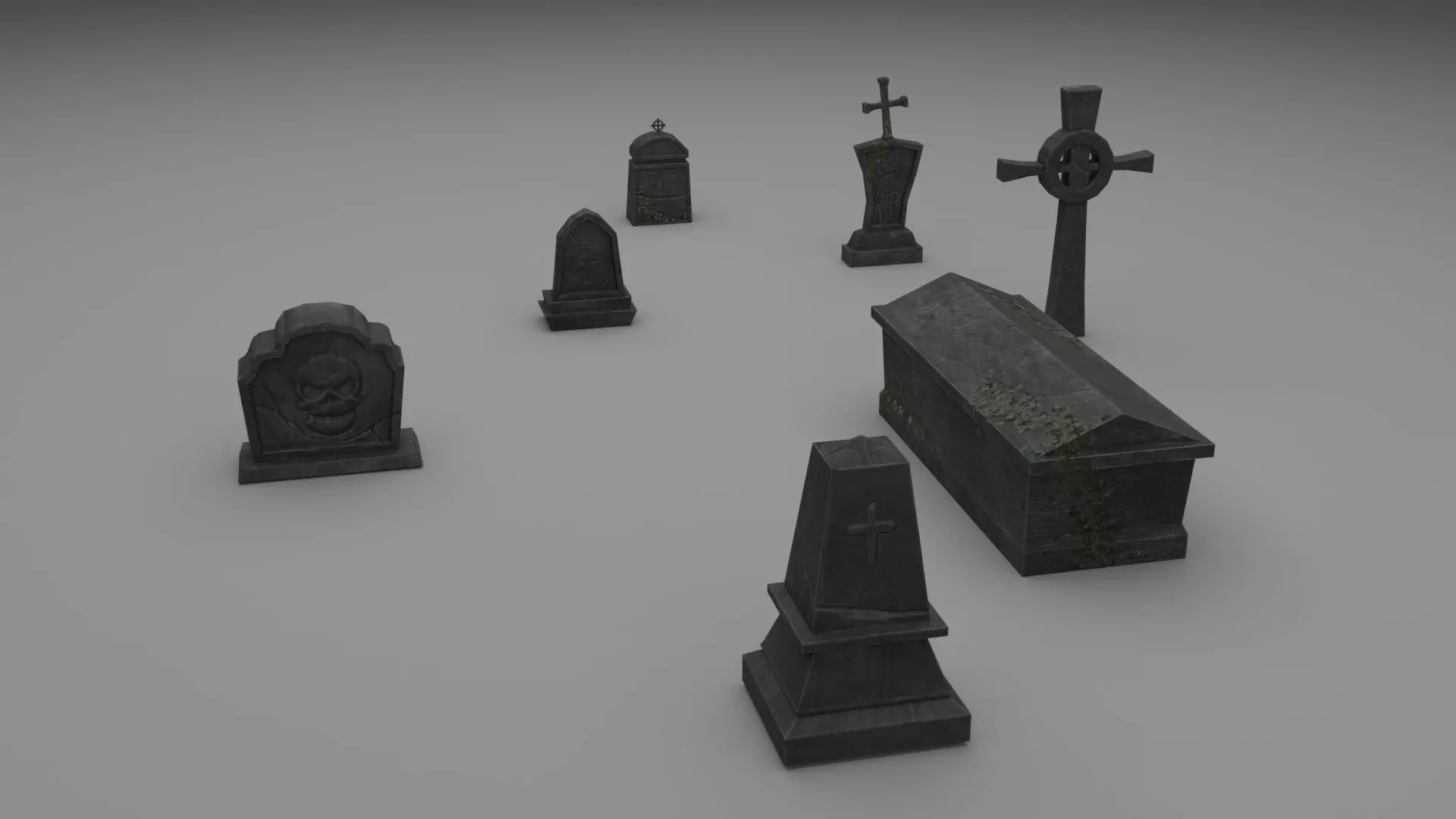 PBR TombStone gravestone with cross Low-poly 3D model_0