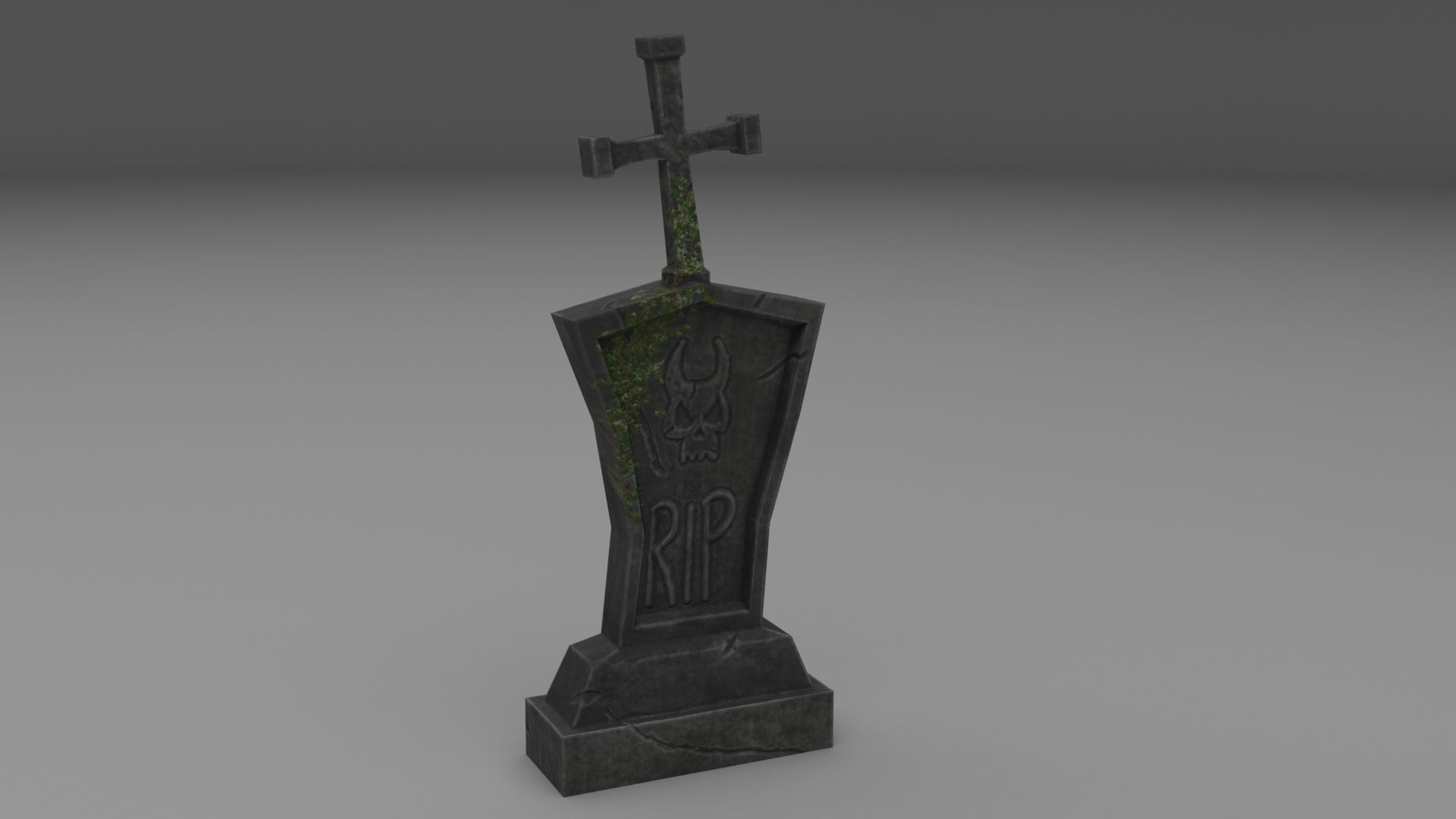 PBR TombStone gravestone with cross Low-poly 3D model_3