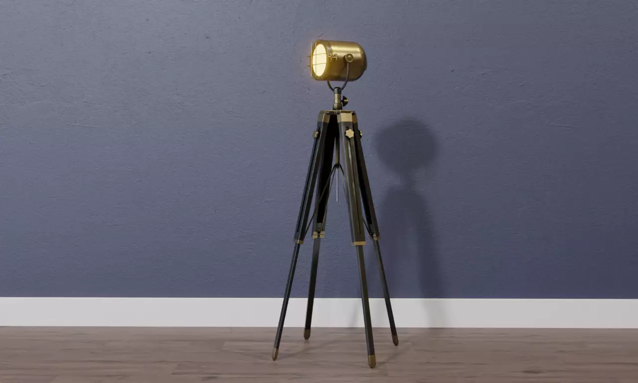 Game - Ready Industrial spotlight Low-poly 3D model_0