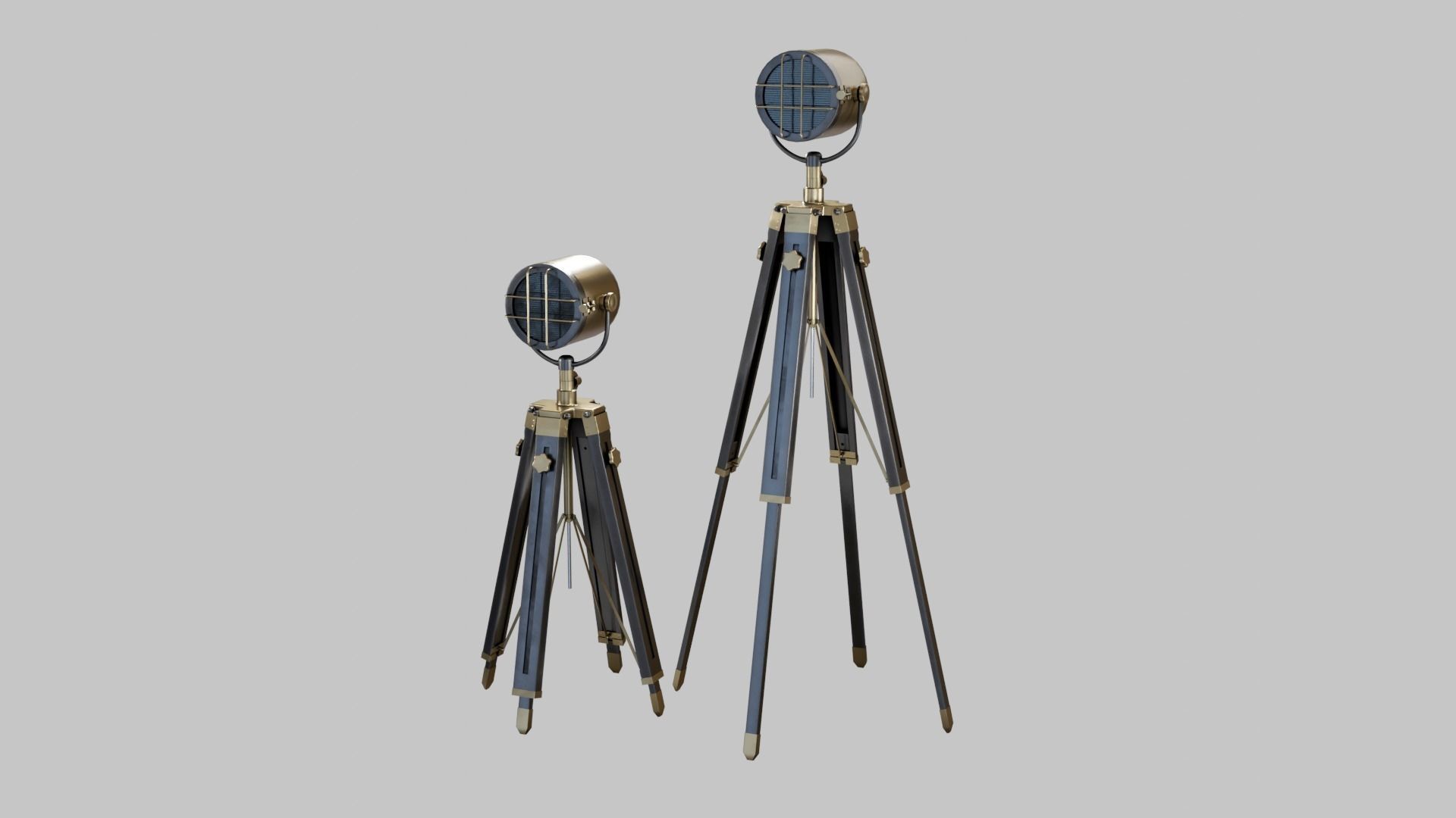 Game - Ready Industrial spotlight Low-poly 3D model_1