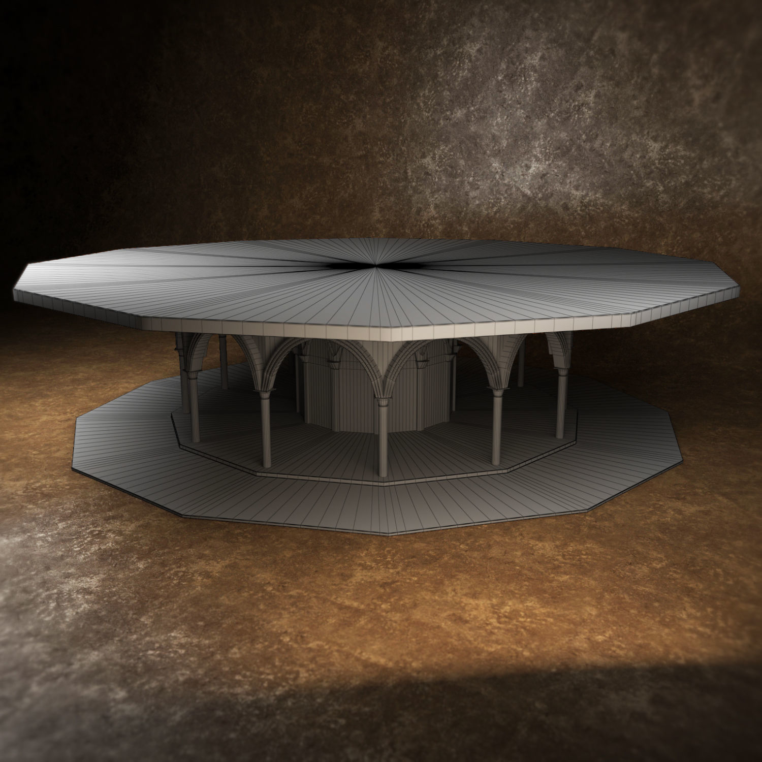 Medieval table Low-poly 3D model_3