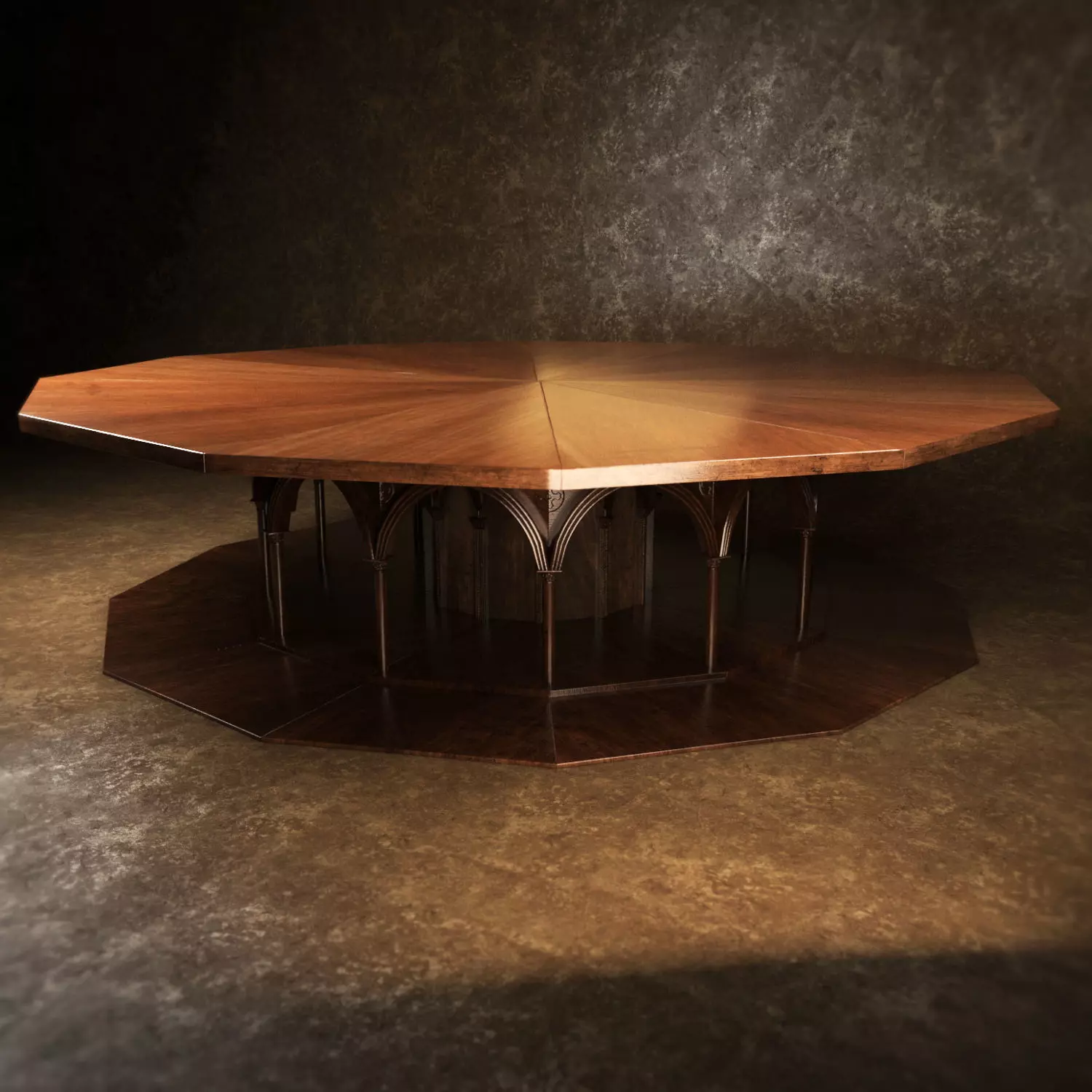 Medieval table Low-poly 3D model_0