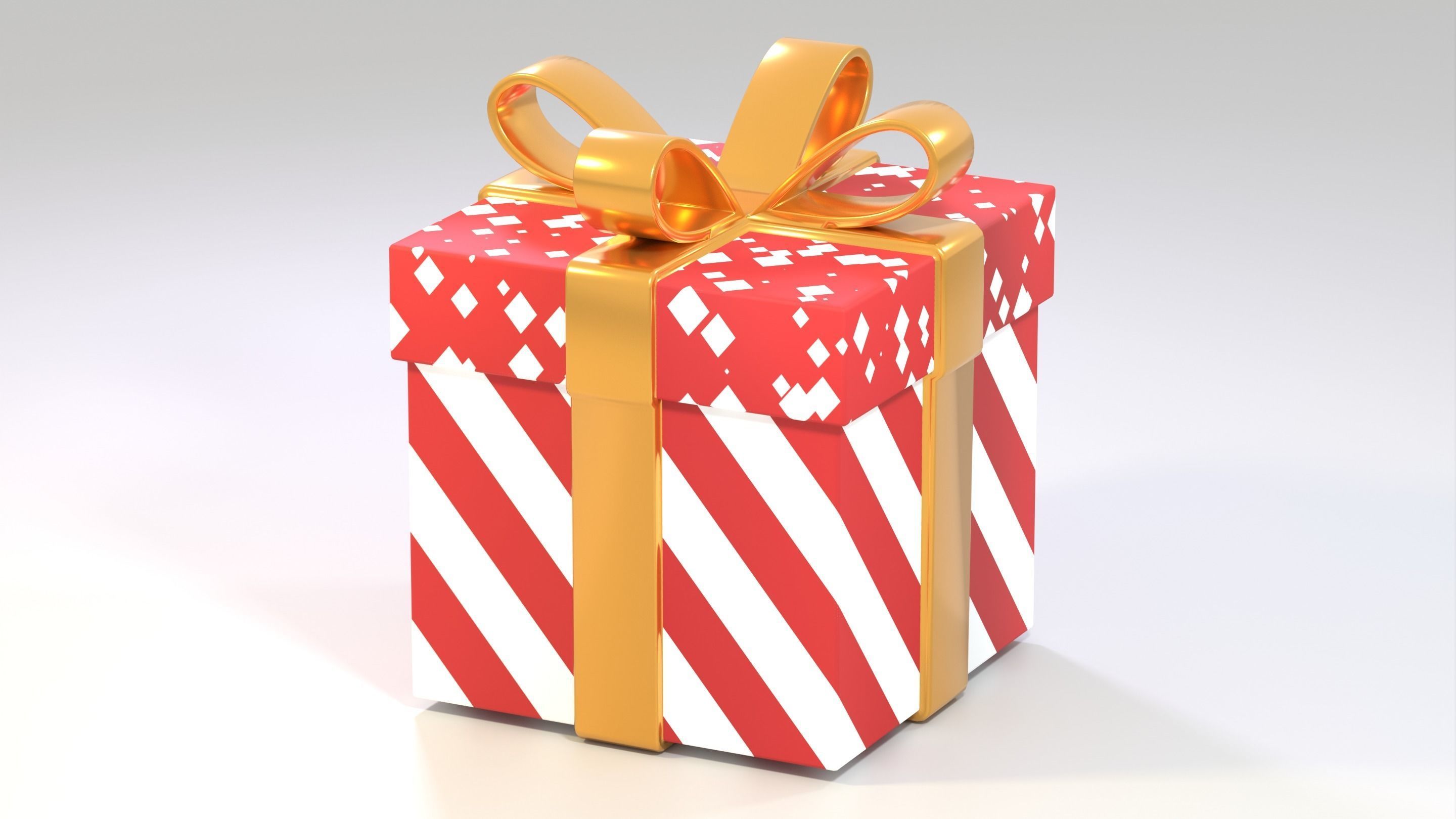 Wrapped X-Mas Gift Low-poly 3D model_1