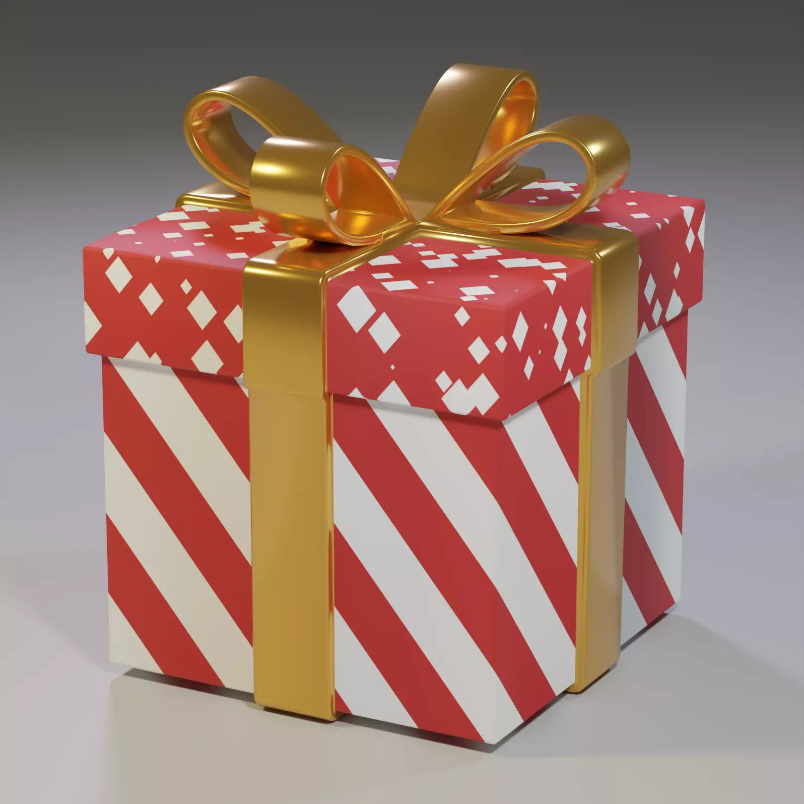 Wrapped X-Mas Gift Low-poly 3D model_0