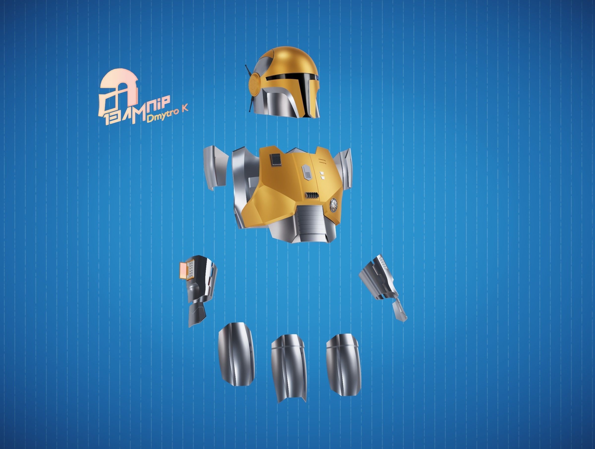 Hacker Mandalorian Armor 3D Model Collection_15