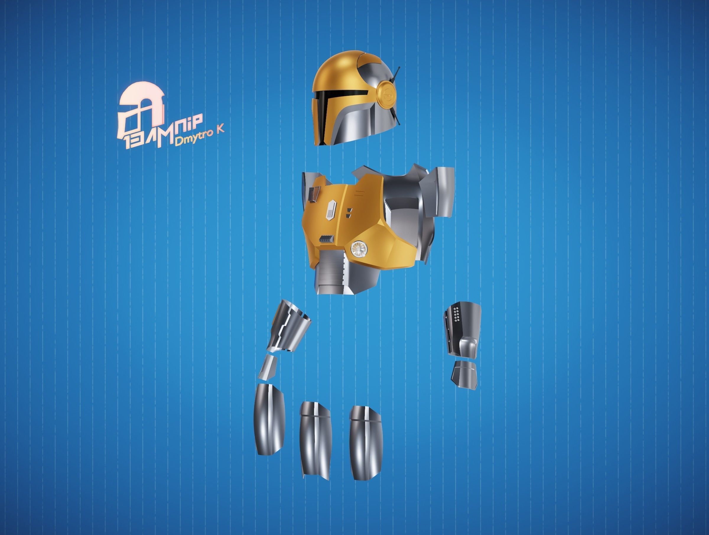 Hacker Mandalorian Armor 3D Model Collection_8