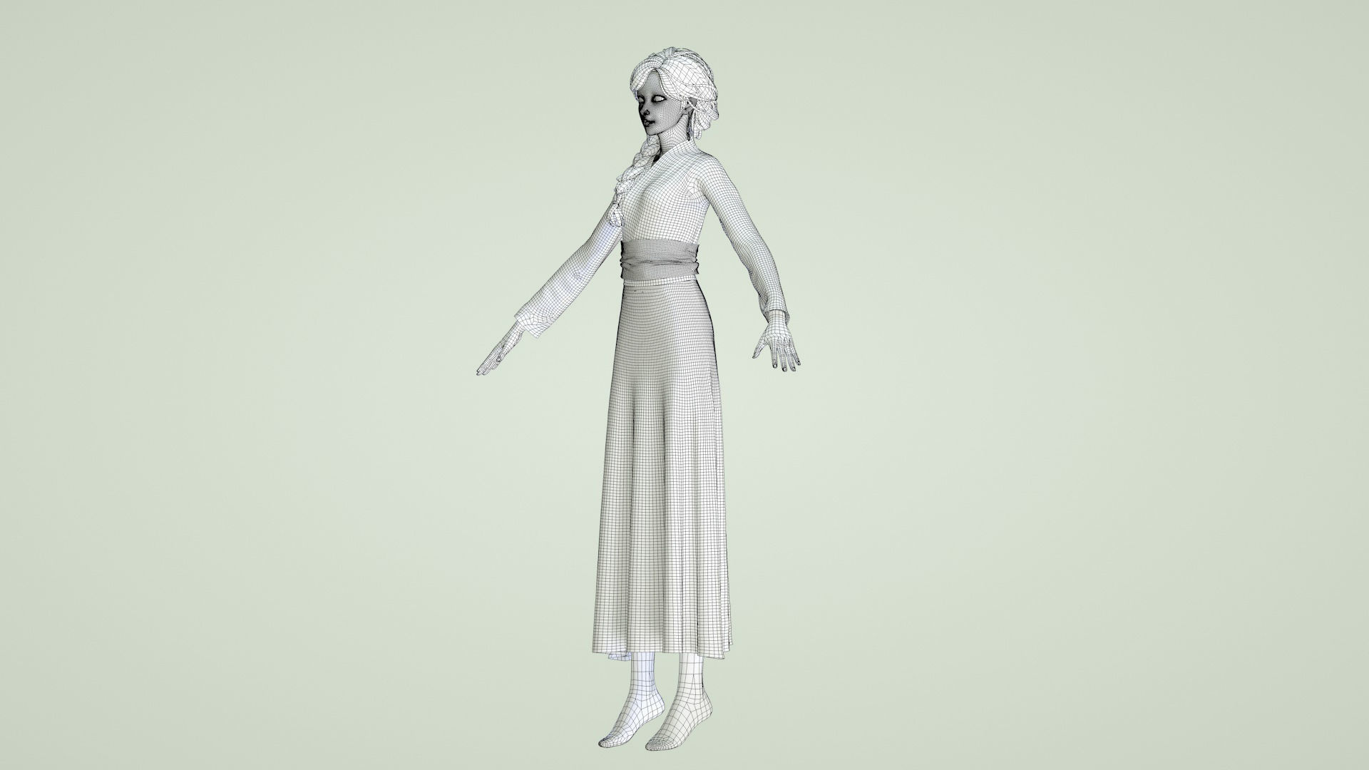 Cartoon Hanfu women chest-length skirts  intimate big sisters 3D model_13