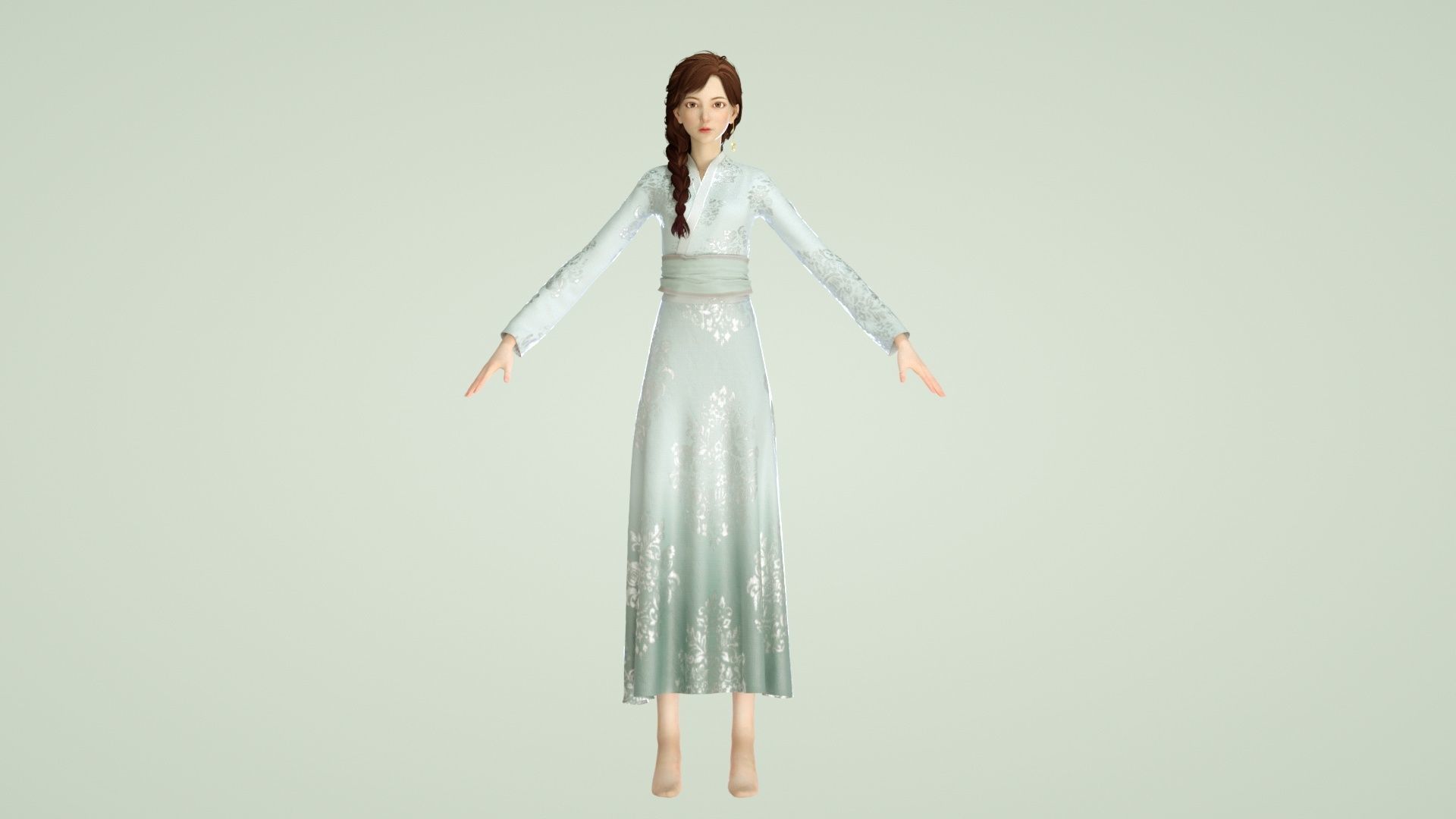 Cartoon Hanfu women chest-length skirts  intimate big sisters 3D model_7