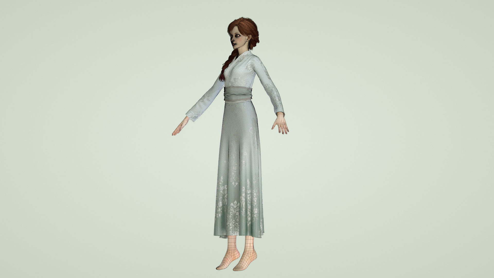 Cartoon Hanfu women chest-length skirts  intimate big sisters 3D model_16