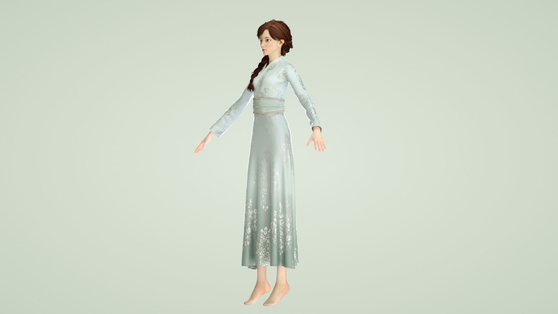 Cartoon Hanfu women chest-length skirts  intimate big sisters 3D model_8