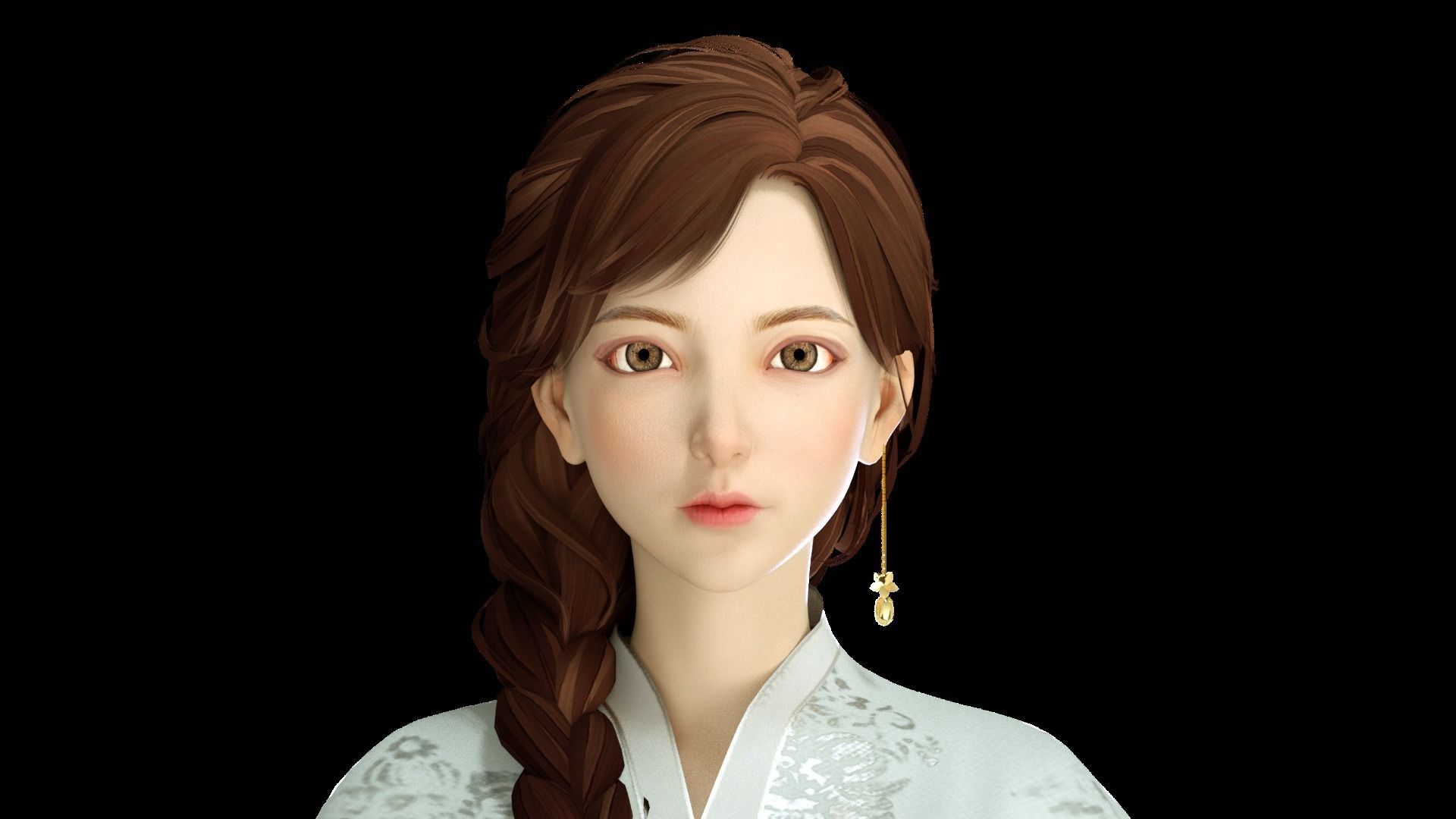 Cartoon Hanfu women chest-length skirts  intimate big sisters 3D model_11