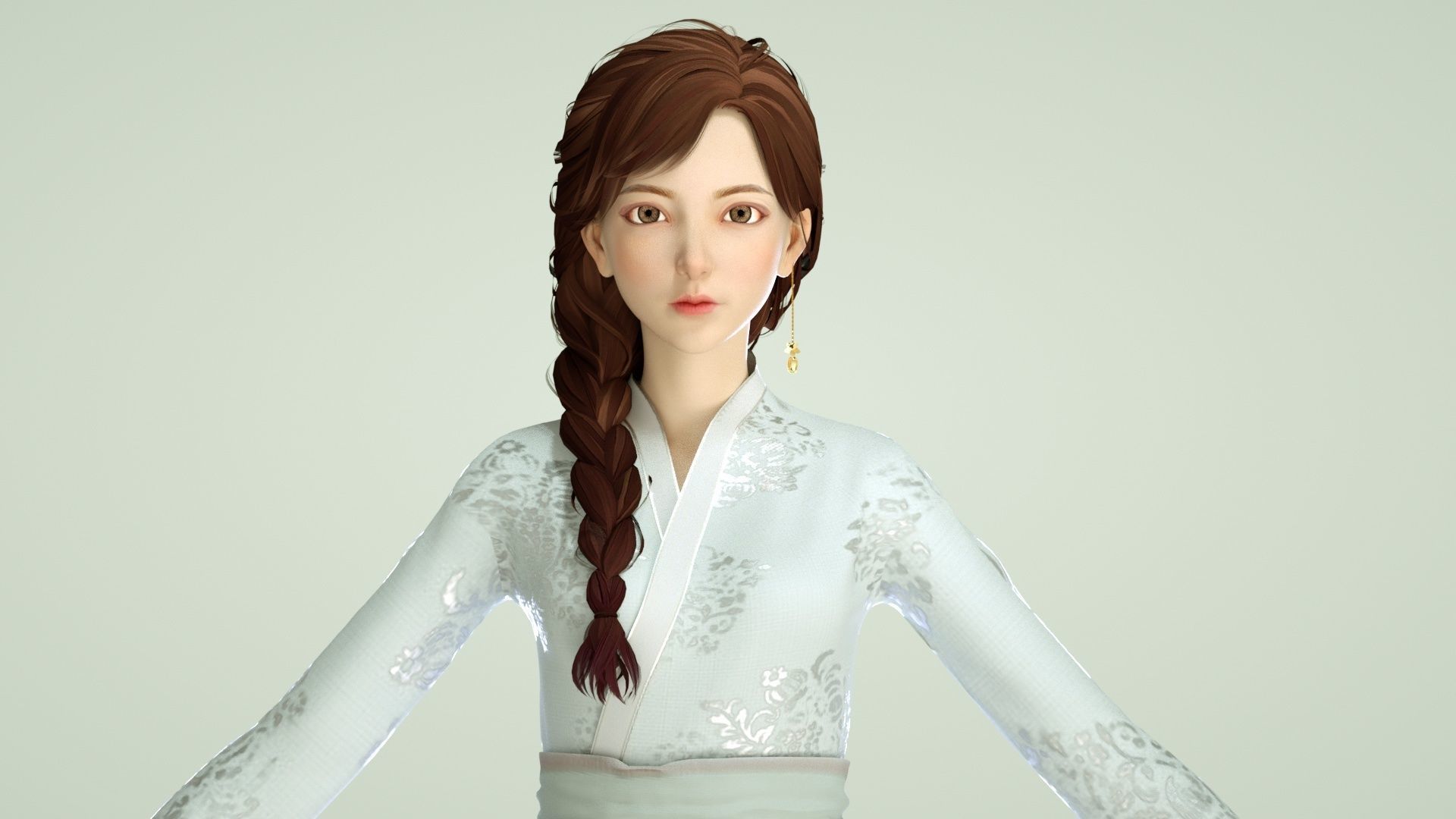 Cartoon Hanfu women chest-length skirts  intimate big sisters 3D model_4