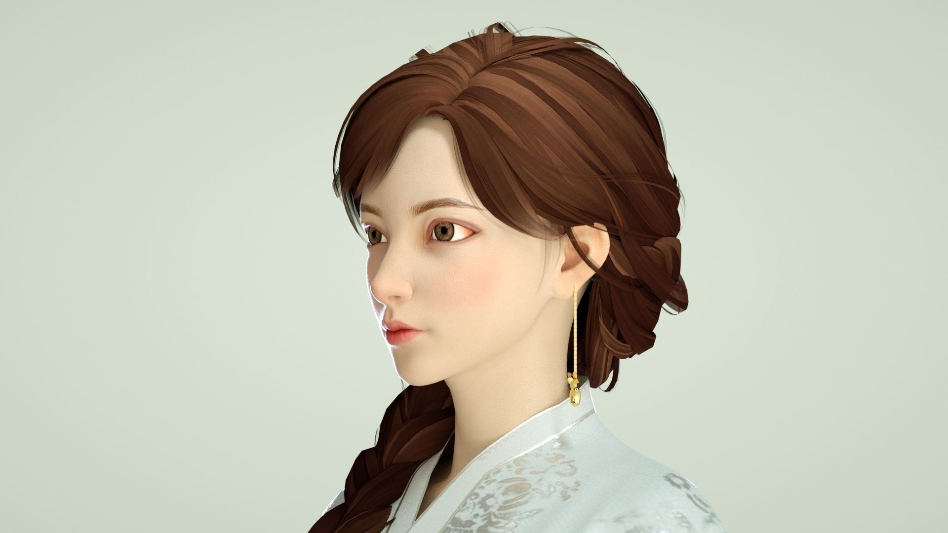 Cartoon Hanfu women chest-length skirts  intimate big sisters 3D model_2