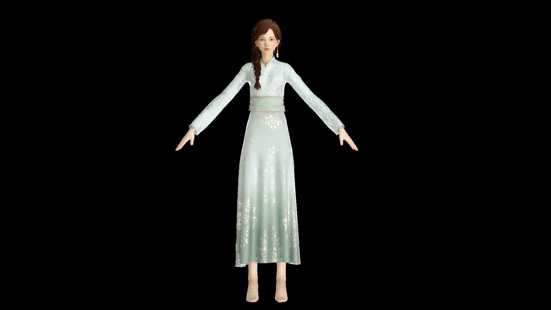 Cartoon Hanfu women chest-length skirts  intimate big sisters 3D model_10