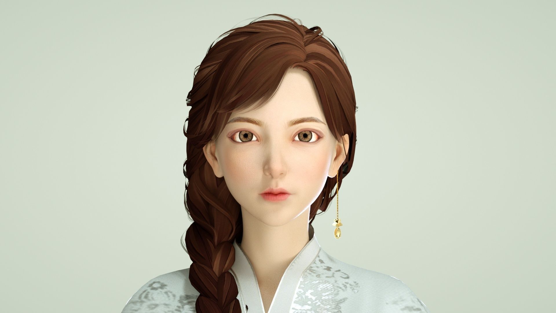 Cartoon Hanfu women chest-length skirts  intimate big sisters 3D model_1