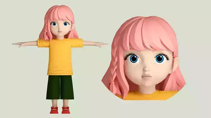 cartoon girl girl little girl student female