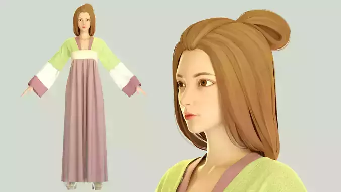 Cartoon Hanfu women chest-length skirts  ancient characters