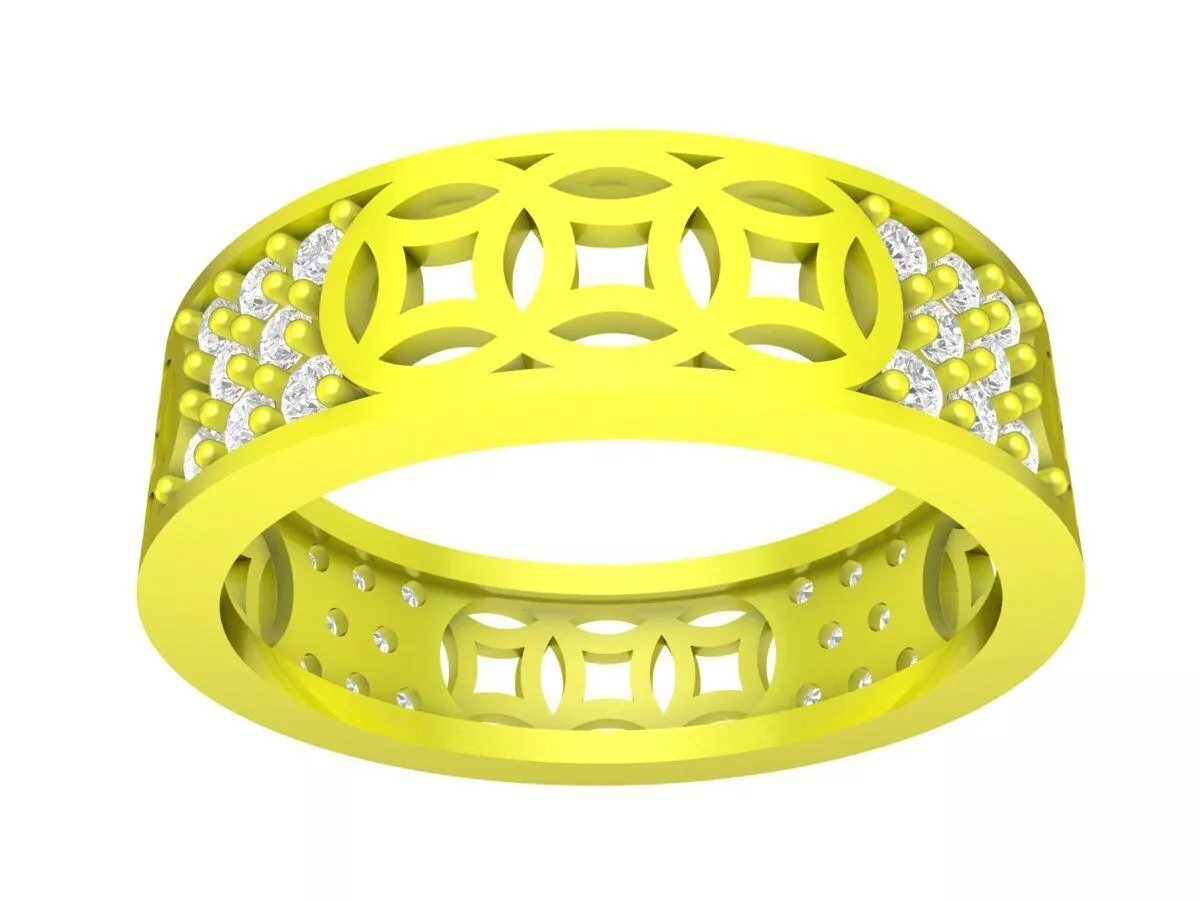Modern Openwork Band Diamond Ring for Women 3D Model 4337 3D print model