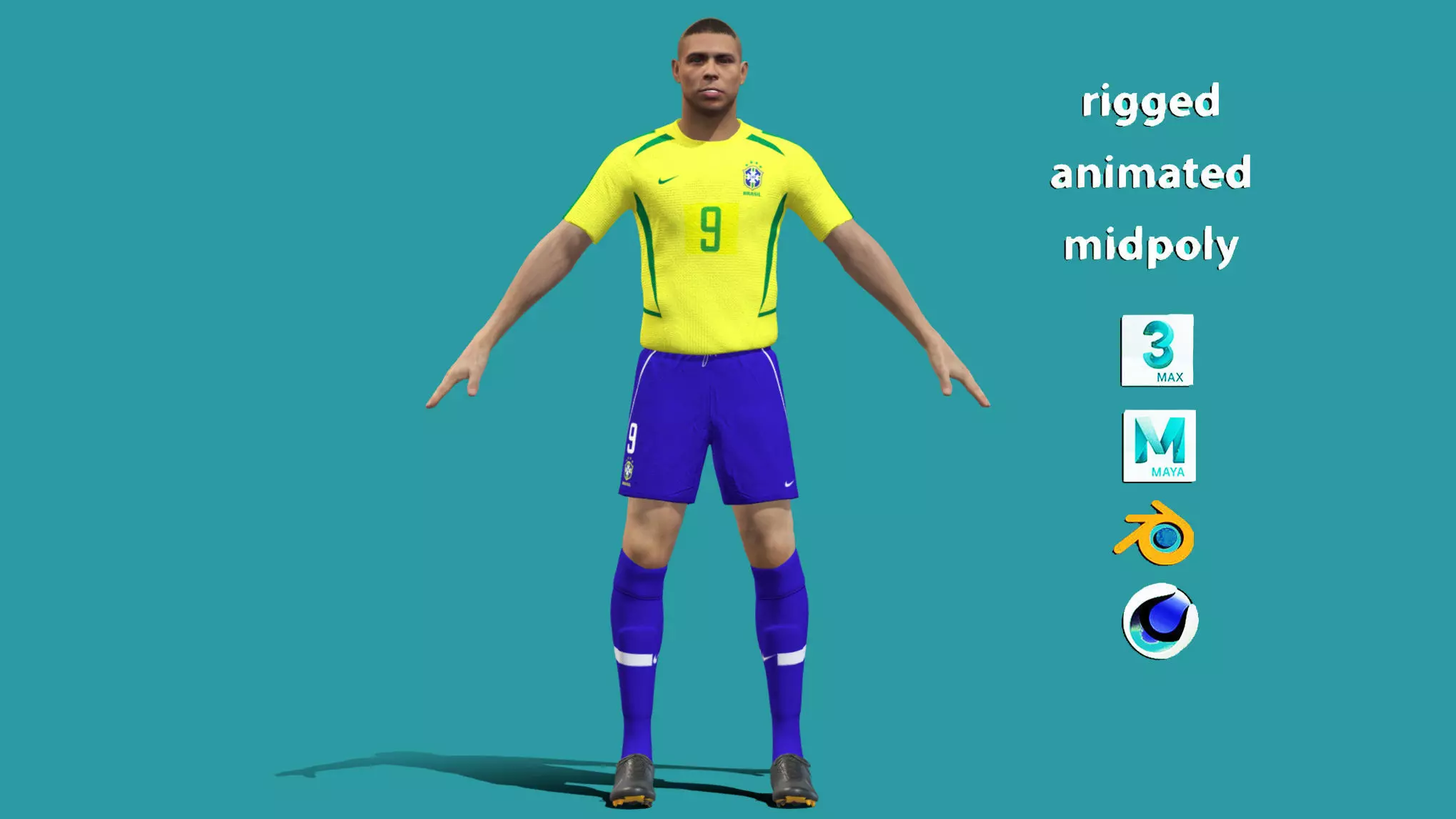 Ronaldo de Lima Brazil Worldcup 2002 3D model_0