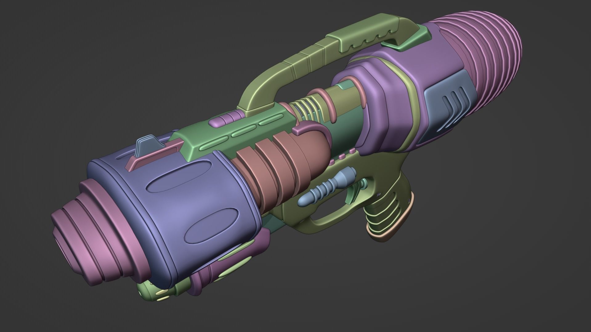 Water Gun Low-poly 3D model_30