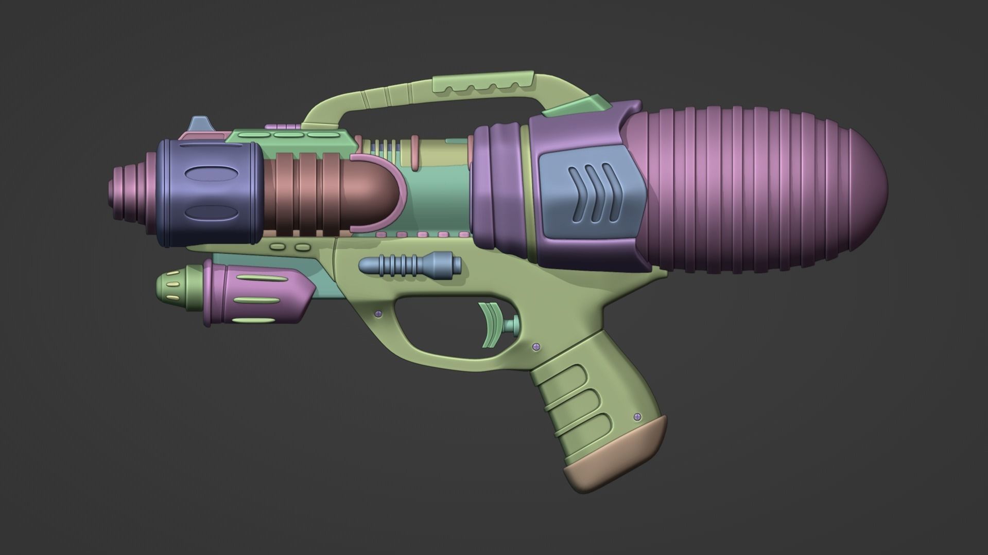 Water Gun Low-poly 3D model_2