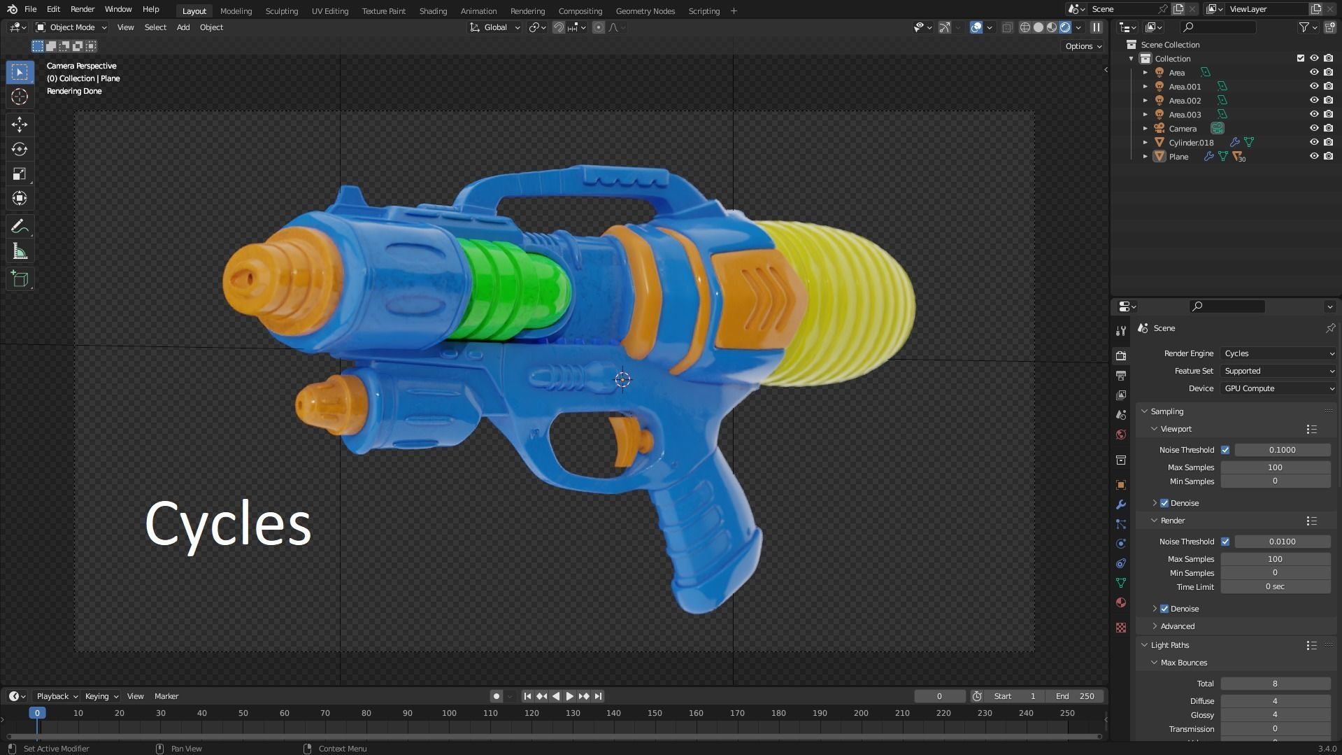 Water Gun Low-poly 3D model_7