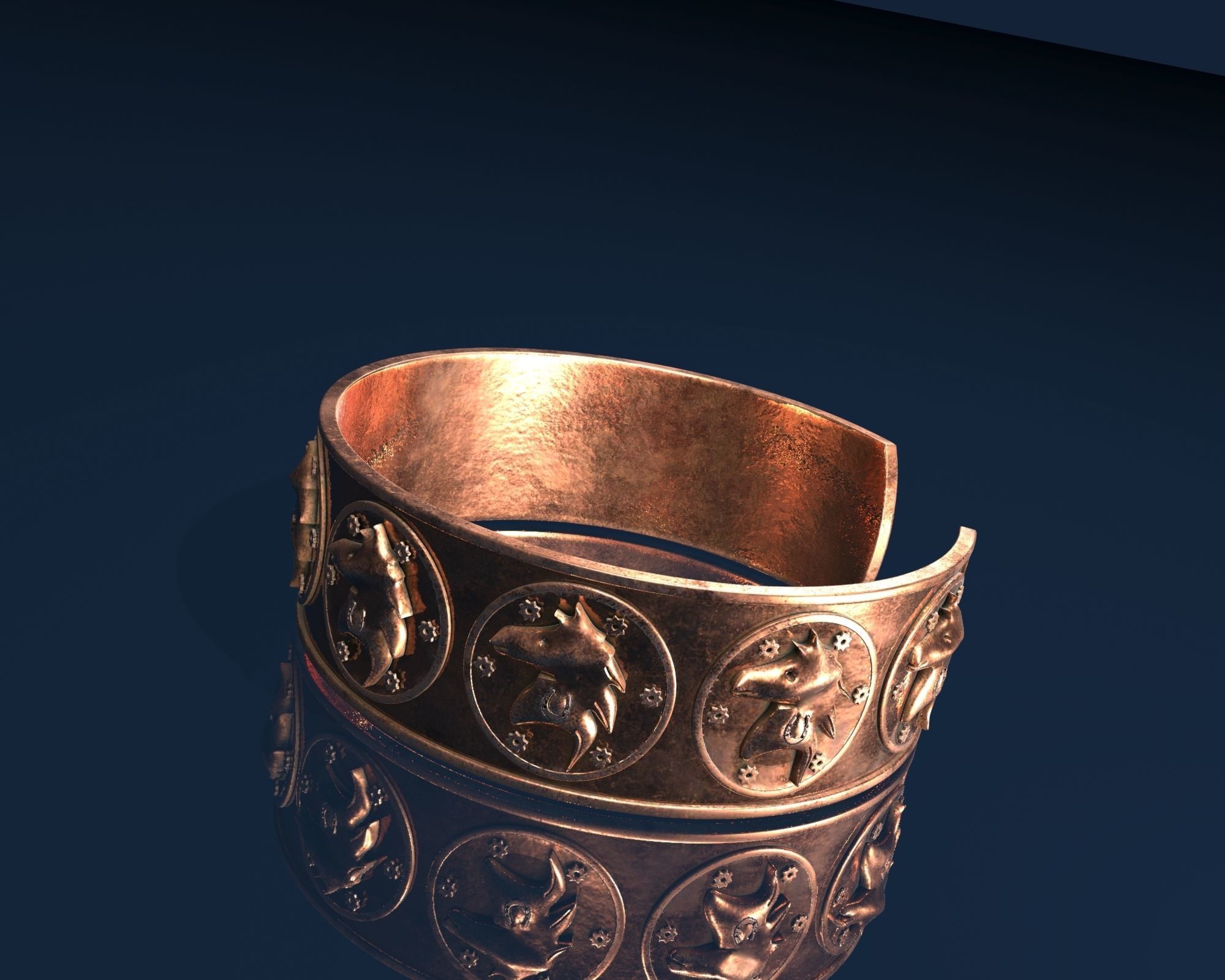  horse Ancient Bracelet STL jewelry 3D print model_7