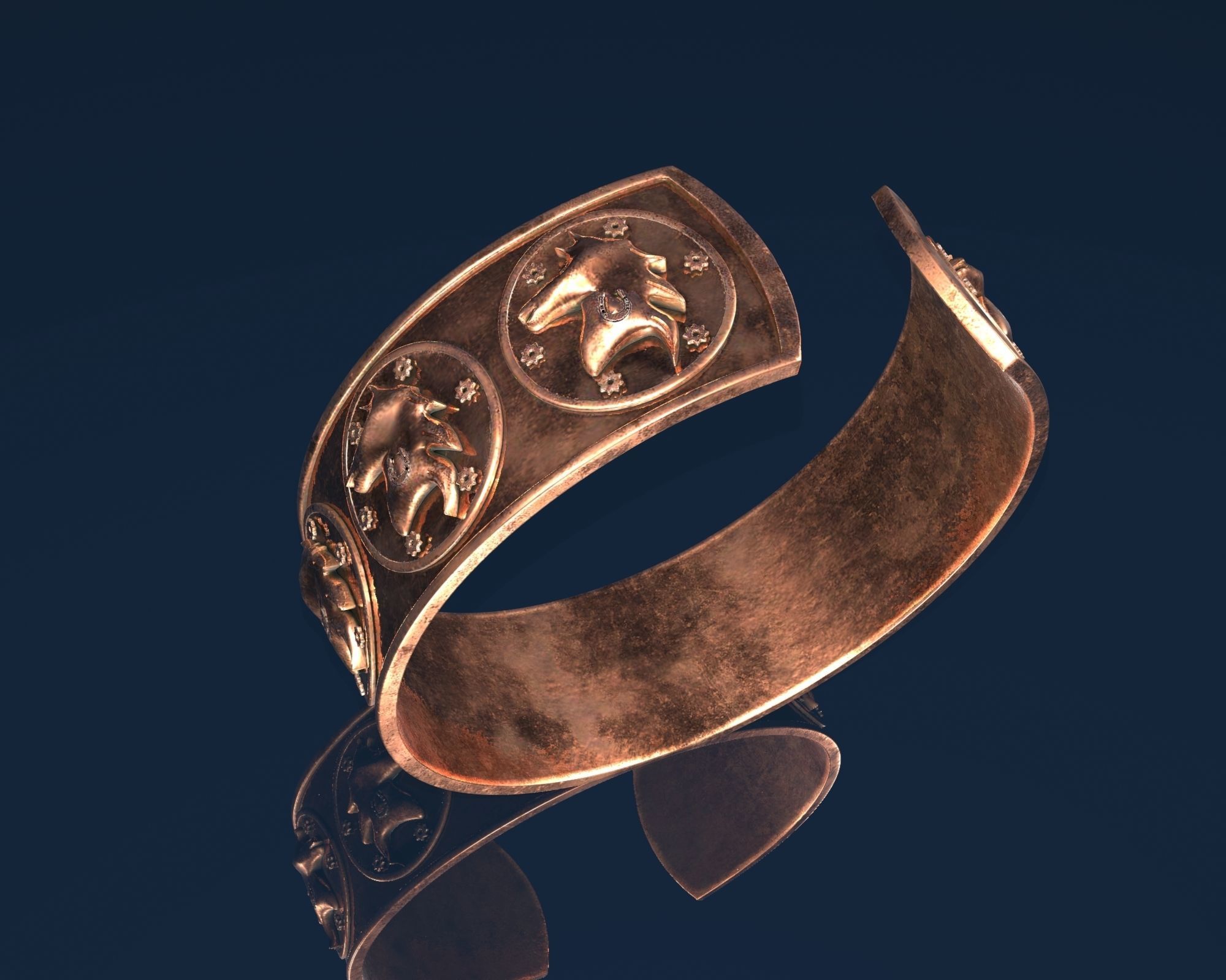 horse Ancient Bracelet STL jewelry 3D print model_6