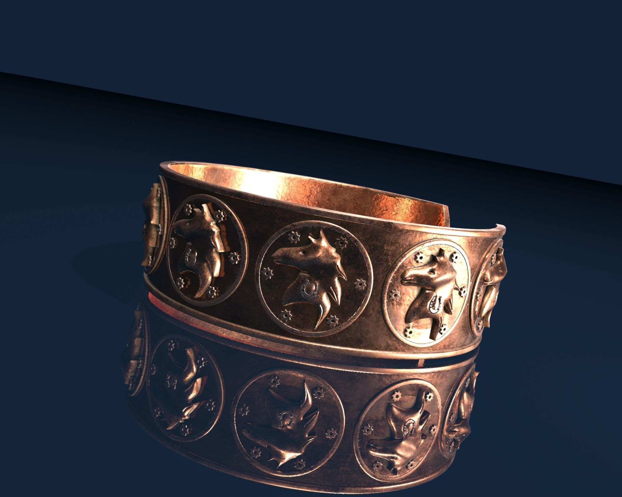  horse Ancient Bracelet STL jewelry 3D print model_8