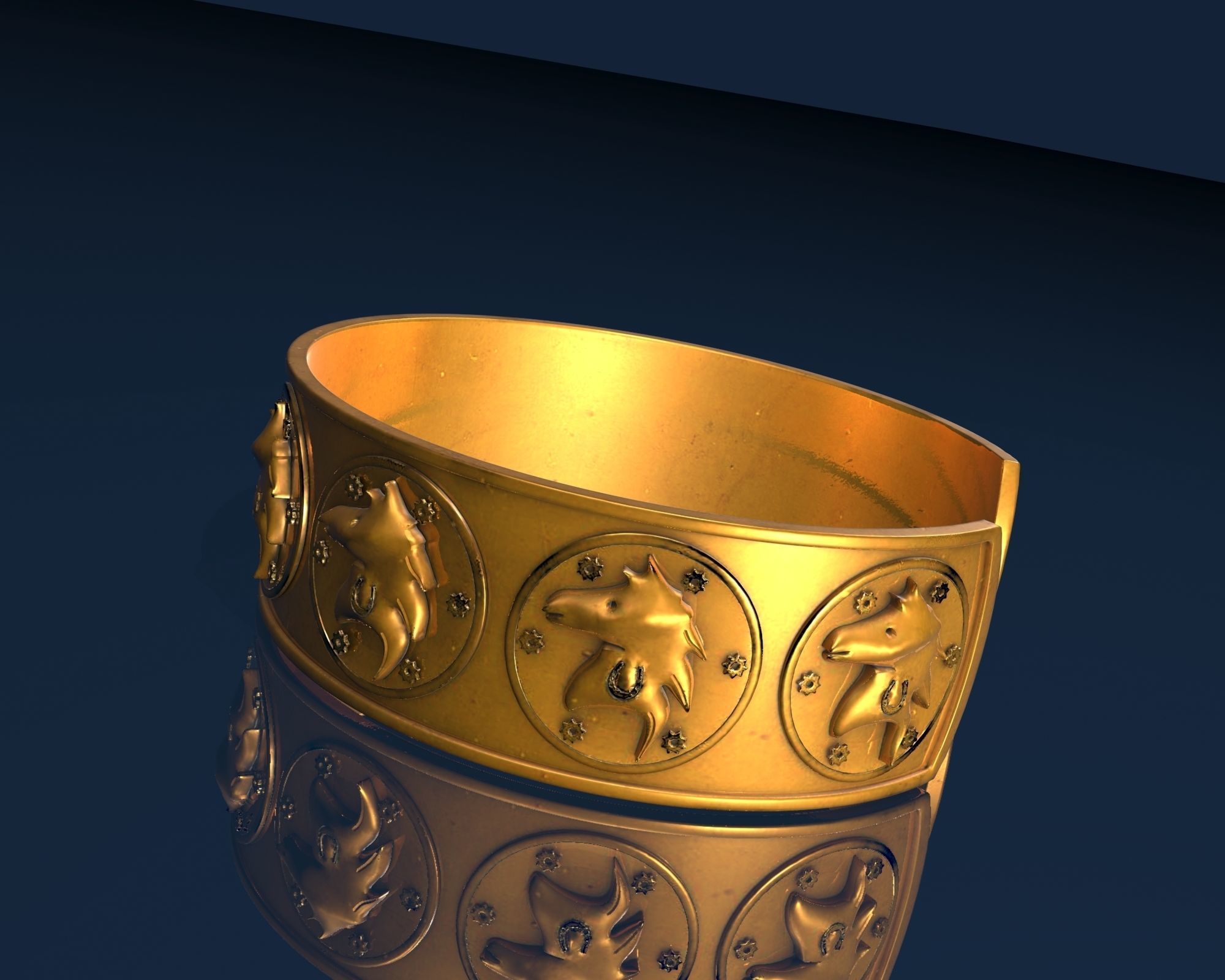  horse Ancient Bracelet STL jewelry 3D print model_11